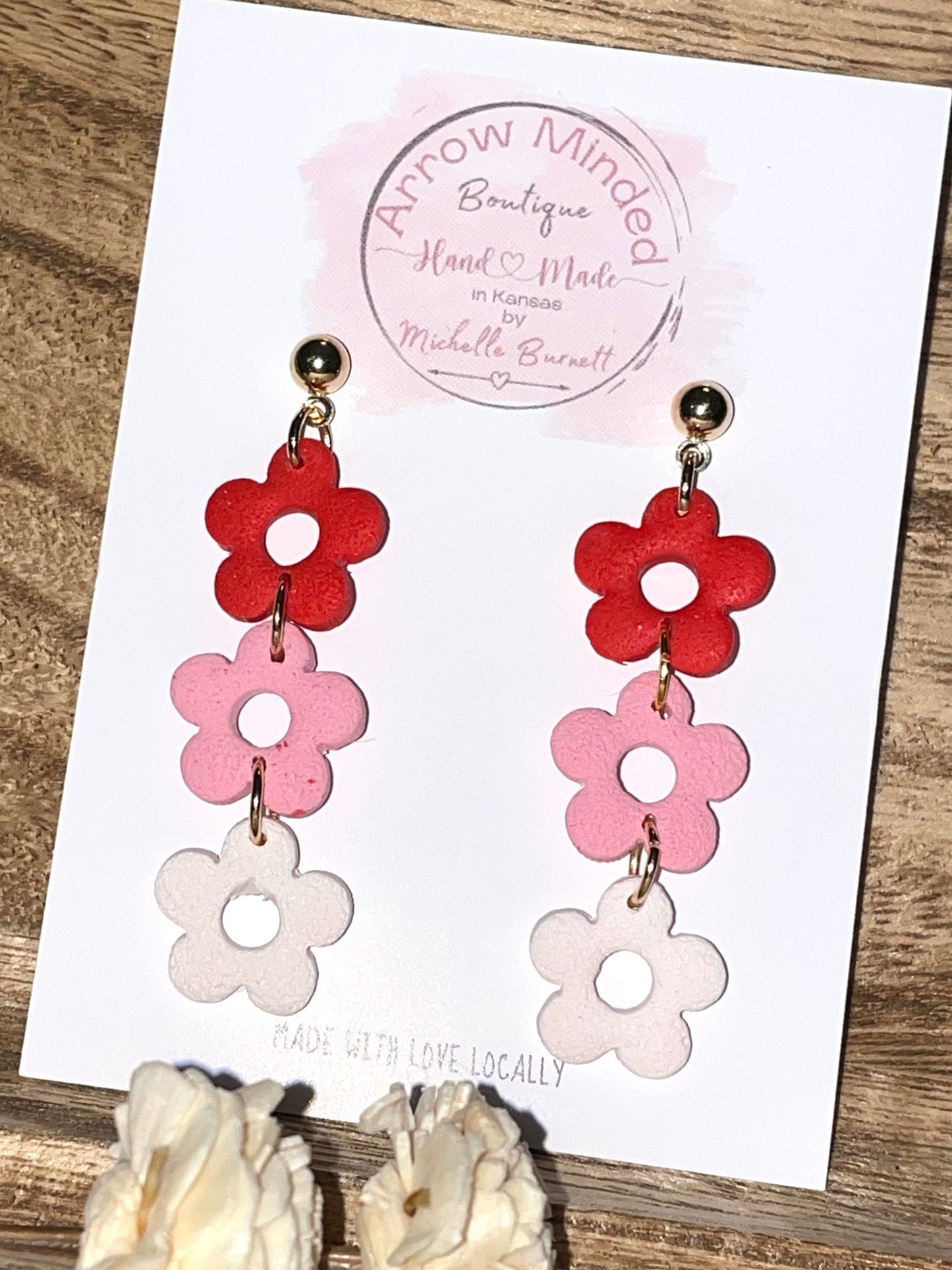 Handmade Triple Floral Dangles