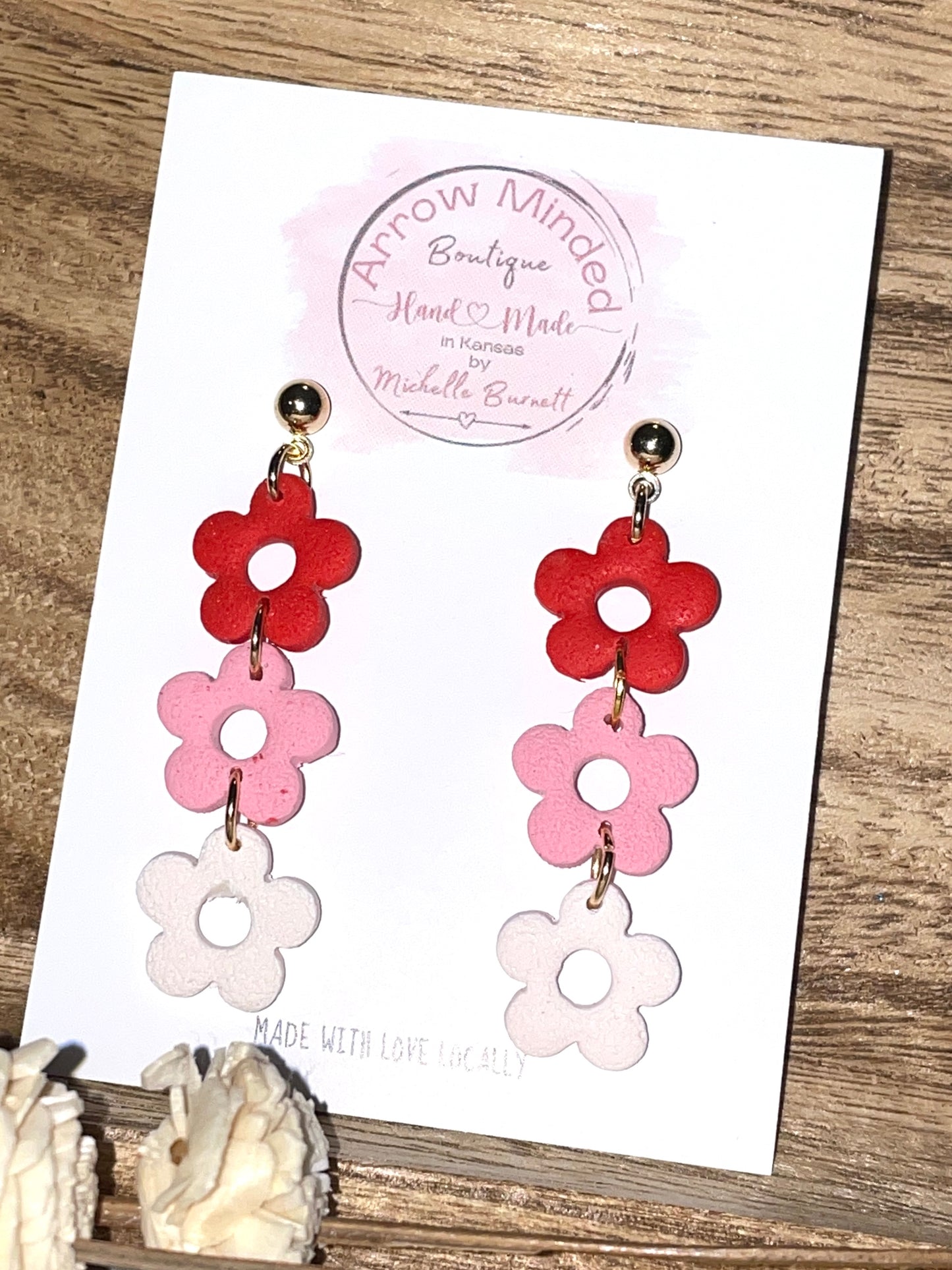 Handmade Triple Floral Dangles