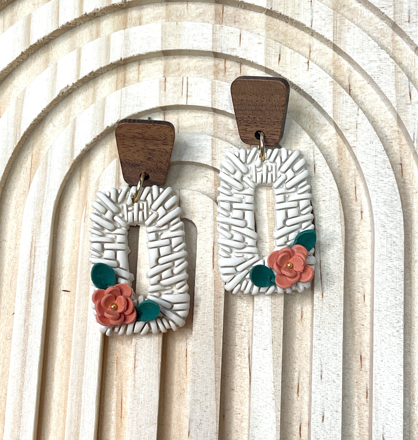 Handmade Autumn Rattan Flower Dangle Earrings