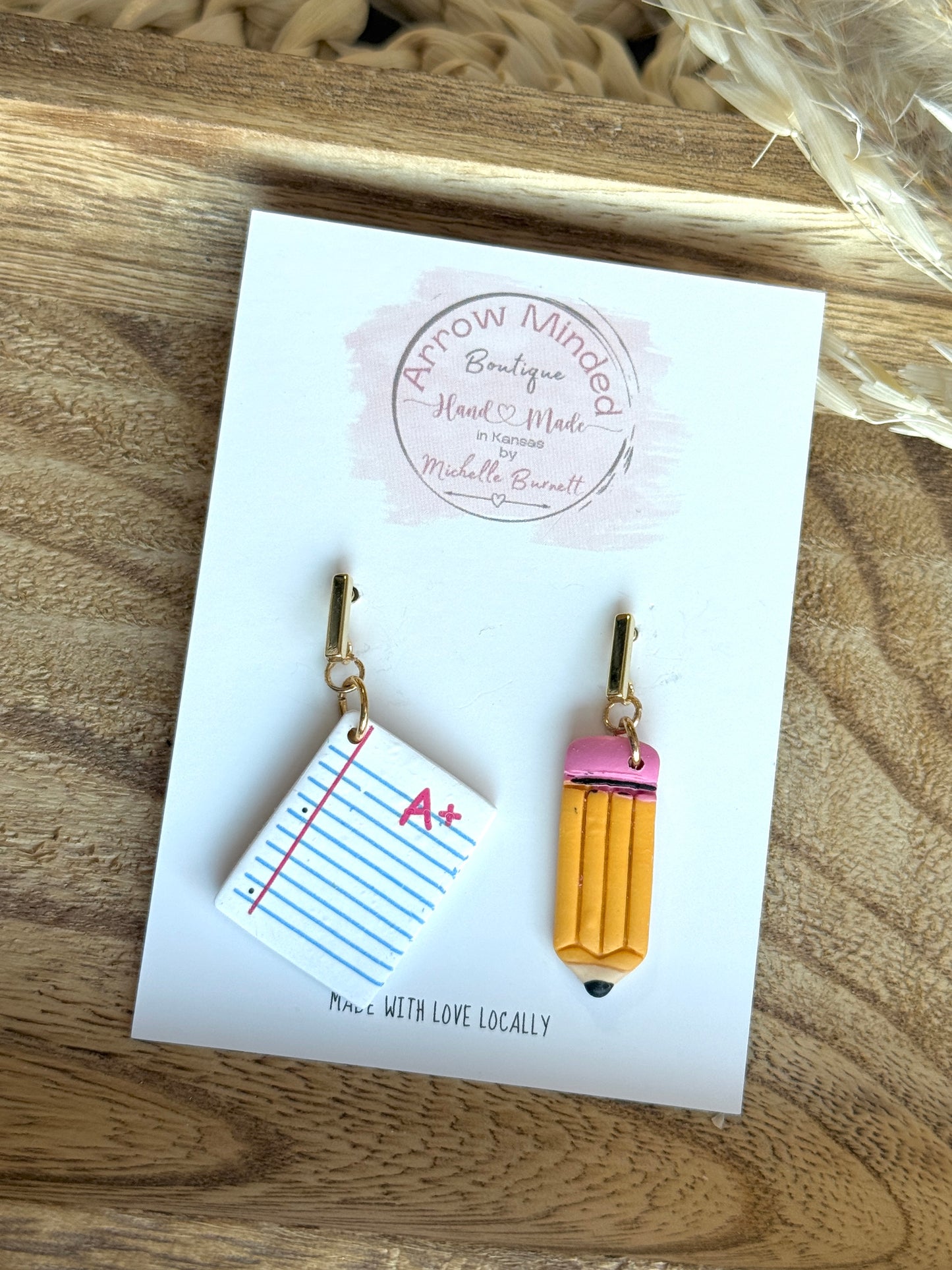 Handmade Pencil and Paper School Inspired Earrings