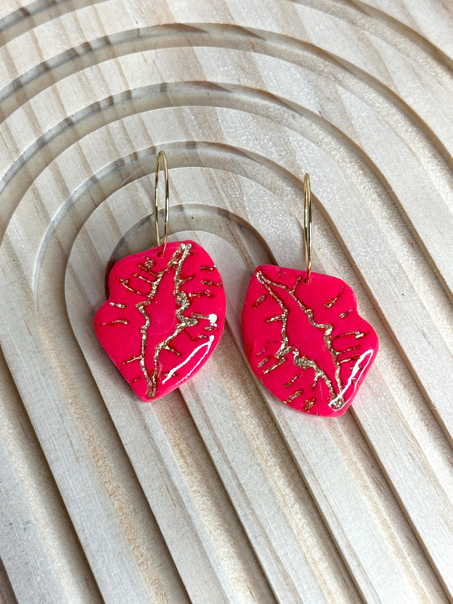 Handmade Smoochie Lip Gold Hoop Earrings