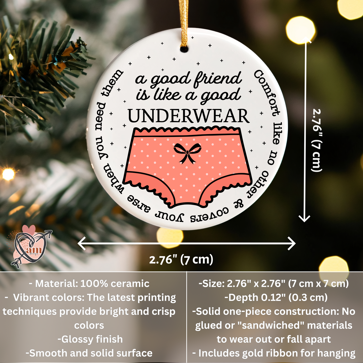 Ceramic Ornament - A Good Friend Quote