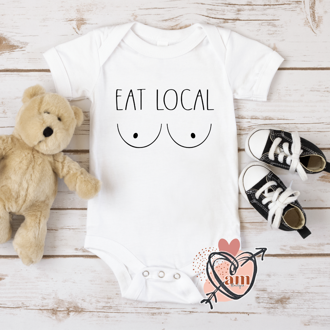 Baby Bodysuit "Eat Local" Funny Baby Gift