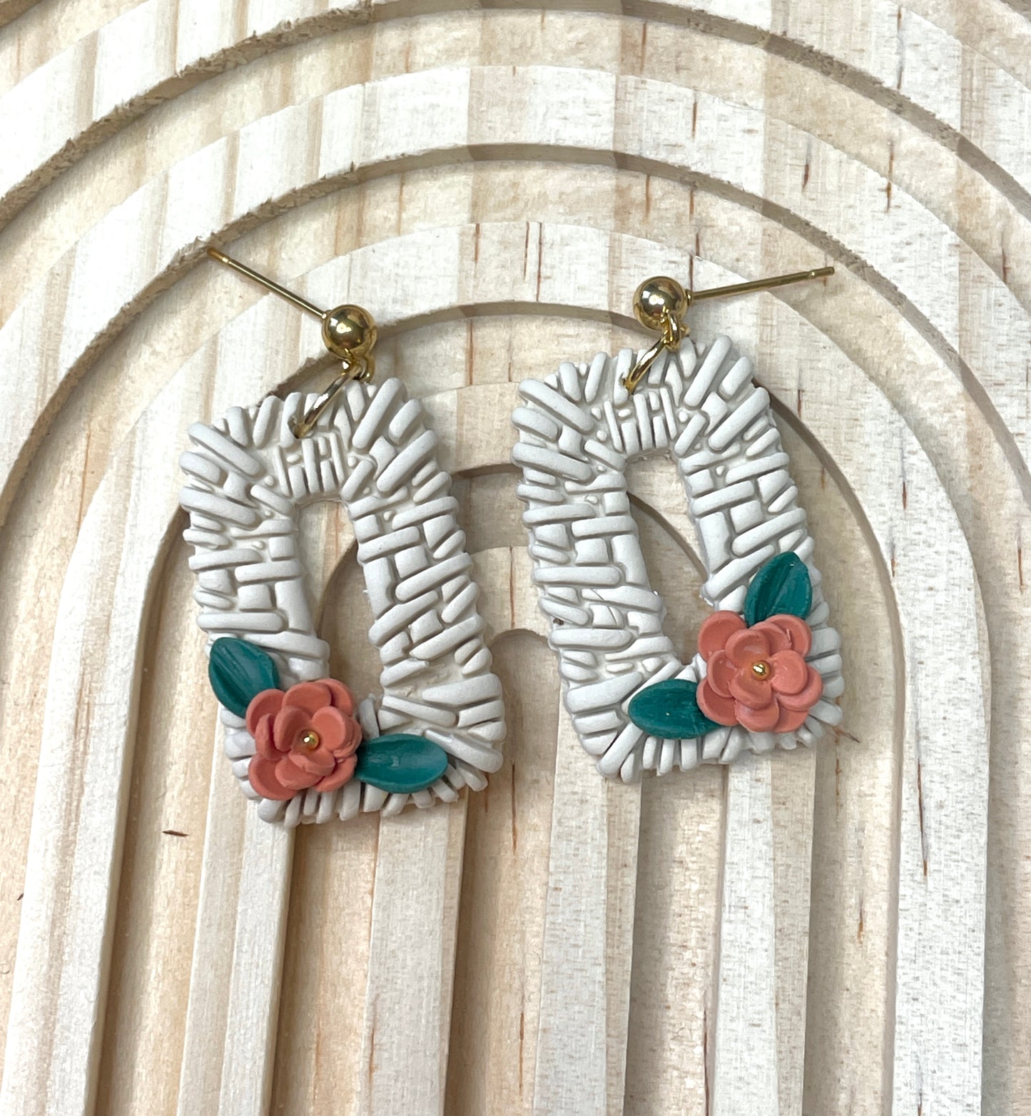 Handmade Autumn Rattan Flower Dangle Earrings