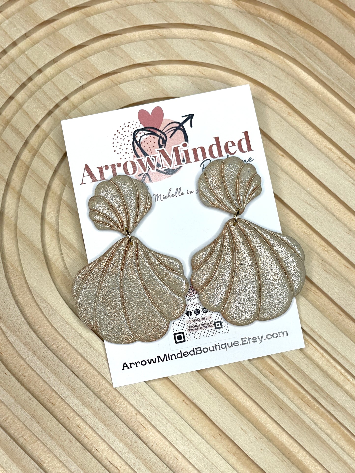 Handmade Shimmery Seashell Dangle Earrings