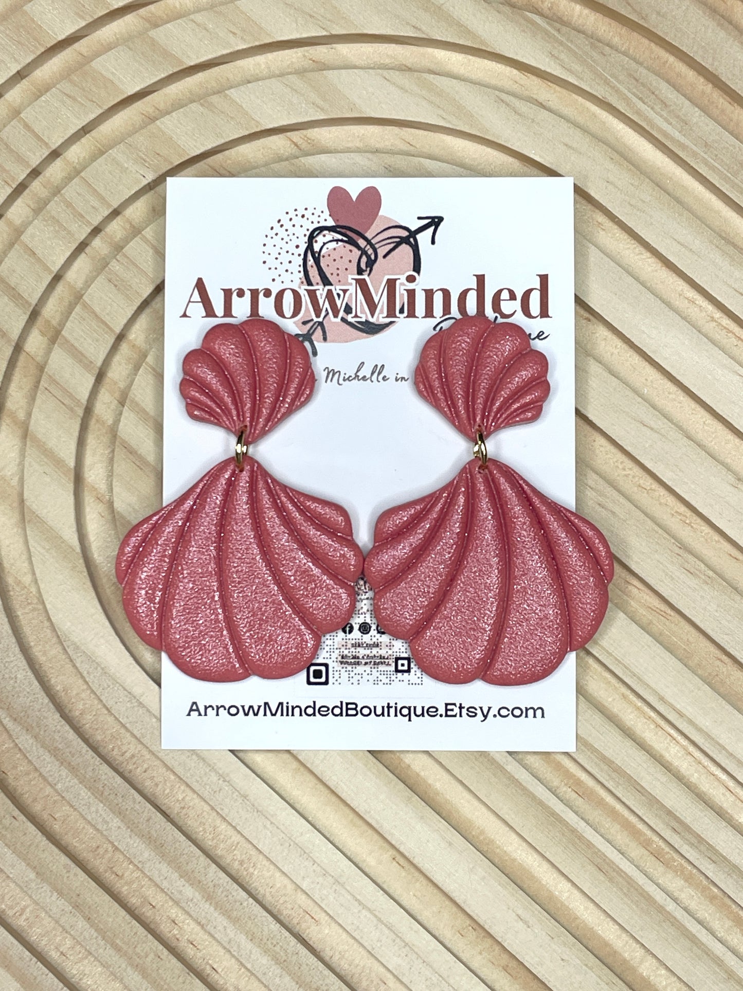 Handmade Shimmery Seashell Dangle Earrings