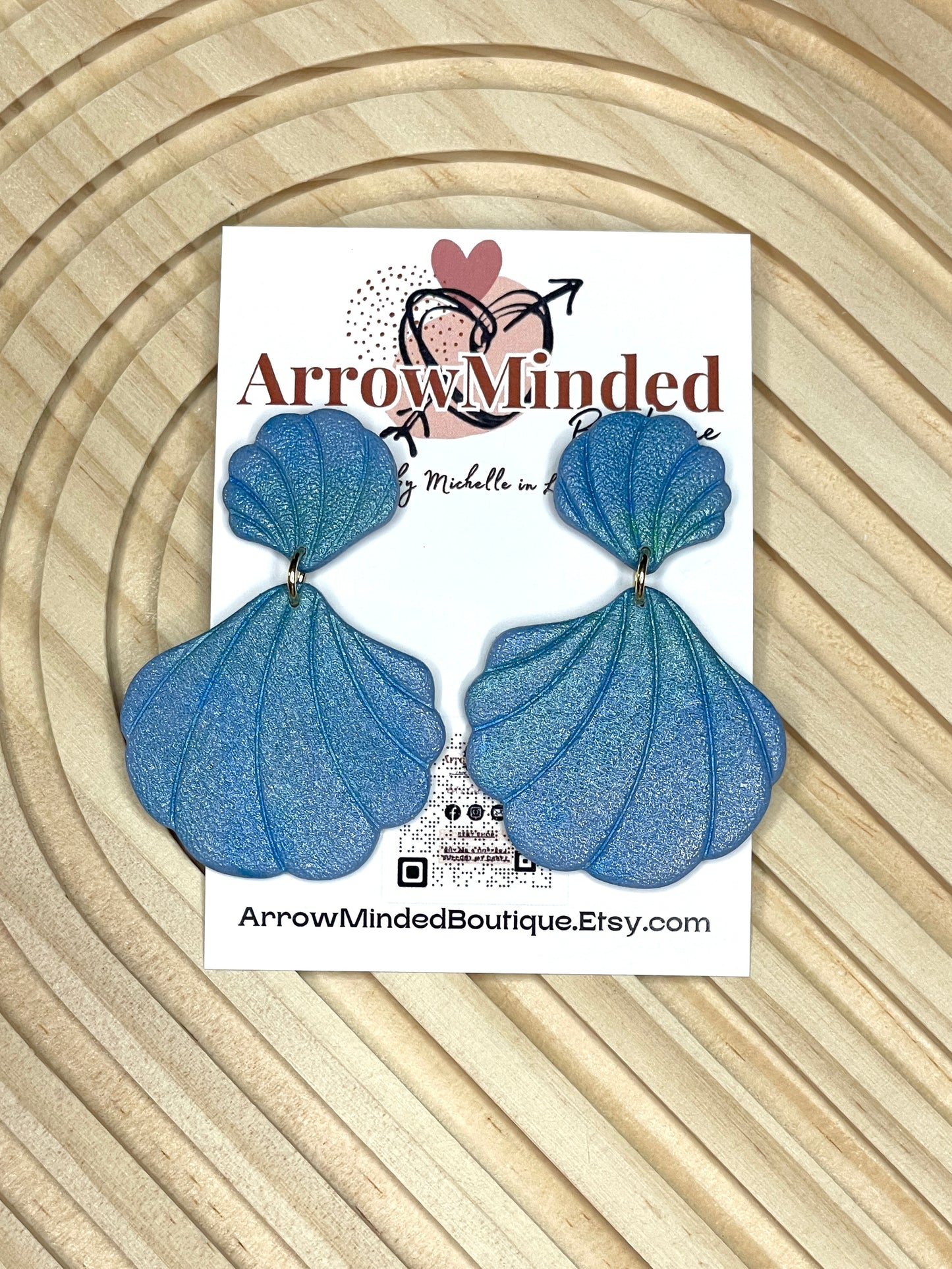 Handmade Shimmery Seashell Dangle Earrings