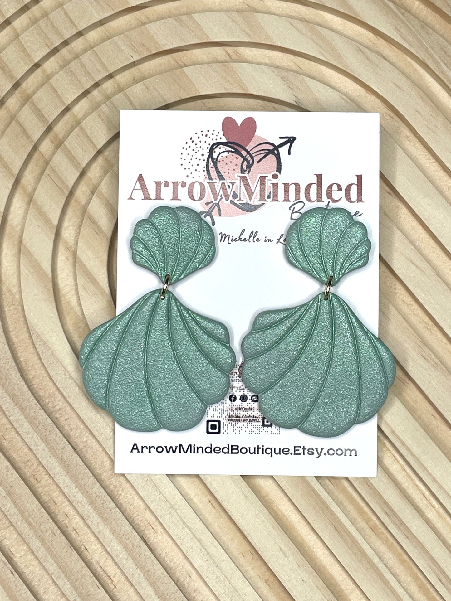 Handmade Shimmery Seashell Dangle Earrings