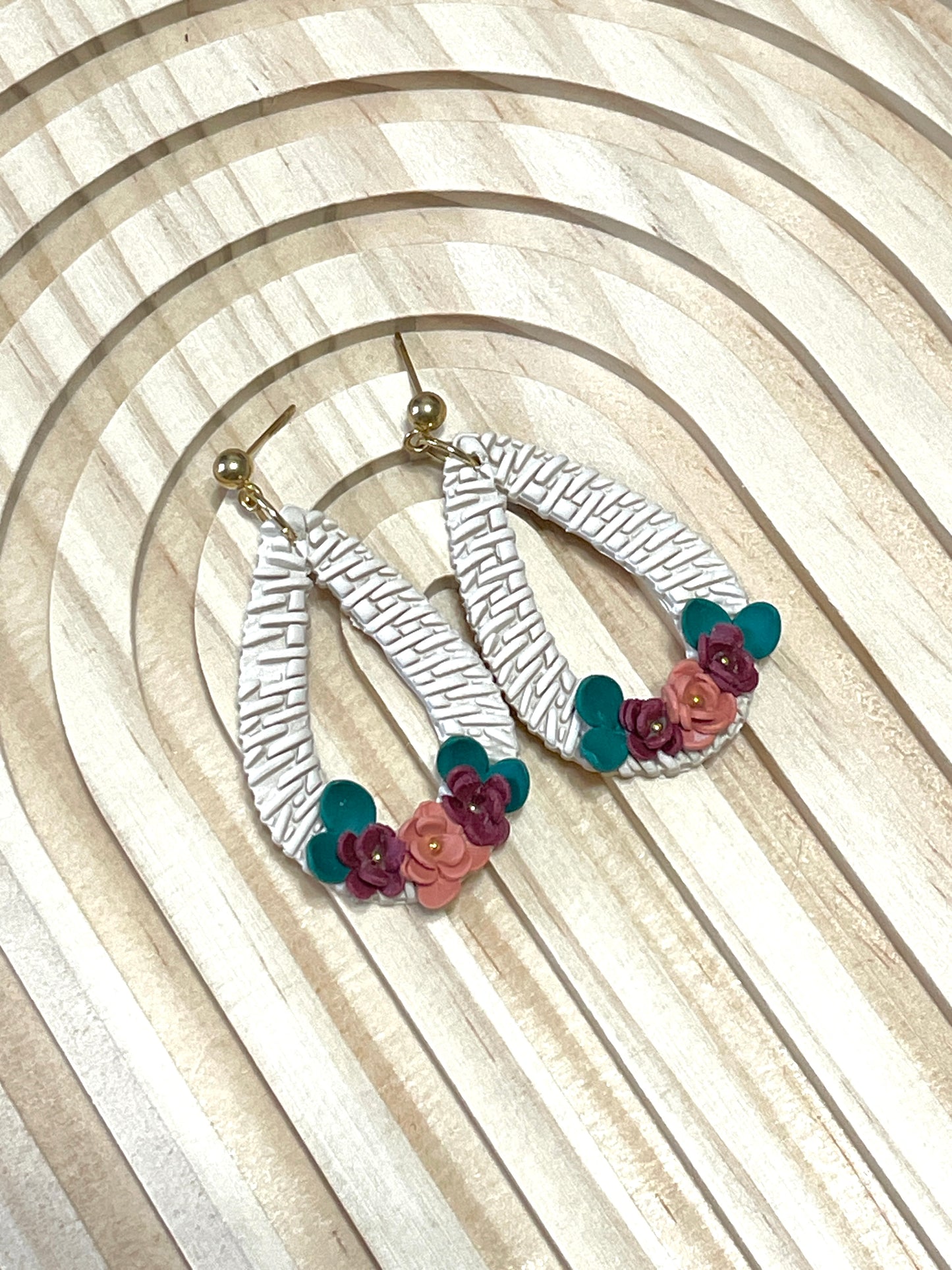 Handmade Autumn Rattan Flower Dangle Earrings