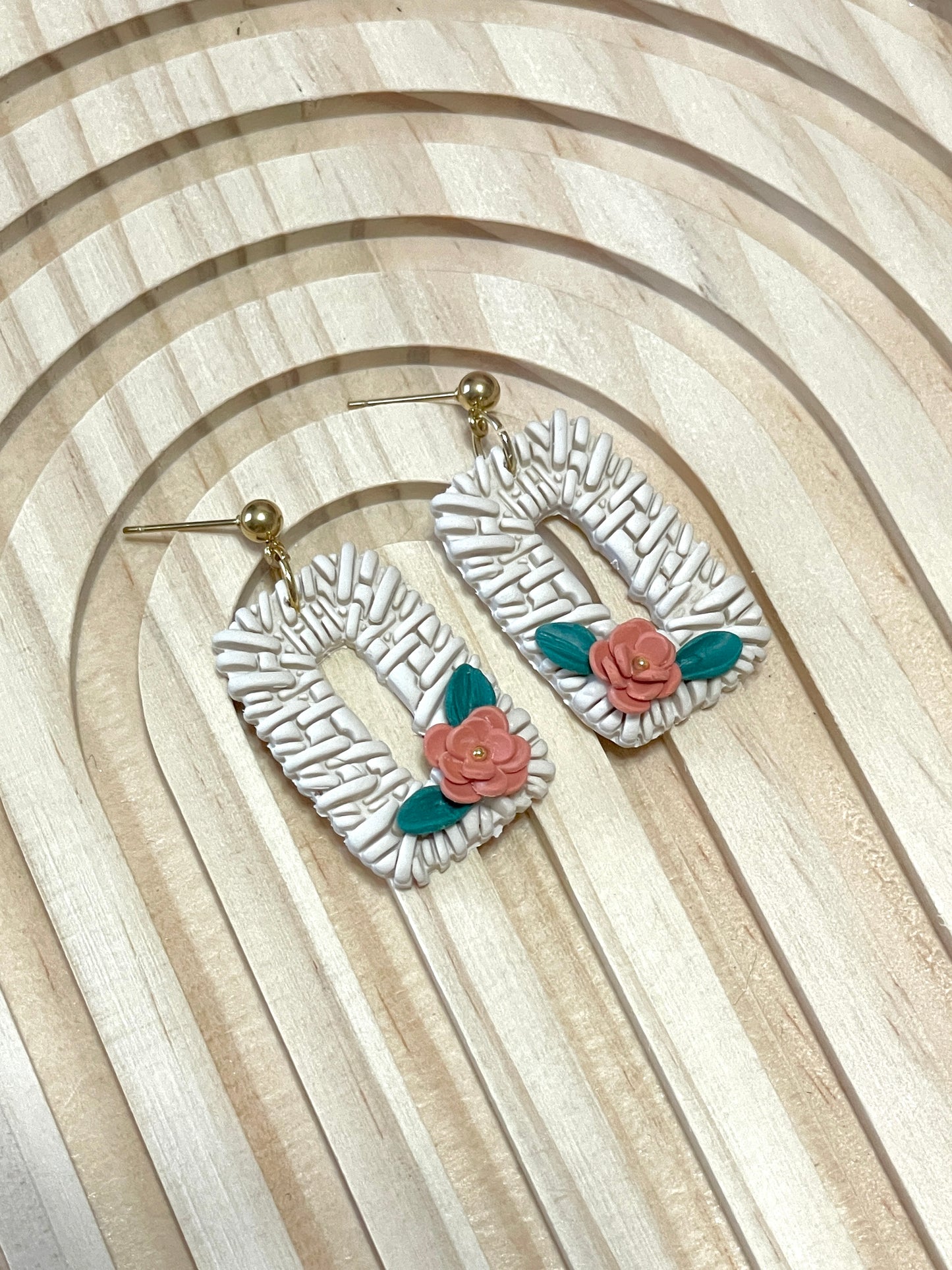 Handmade Autumn Rattan Flower Dangle Earrings