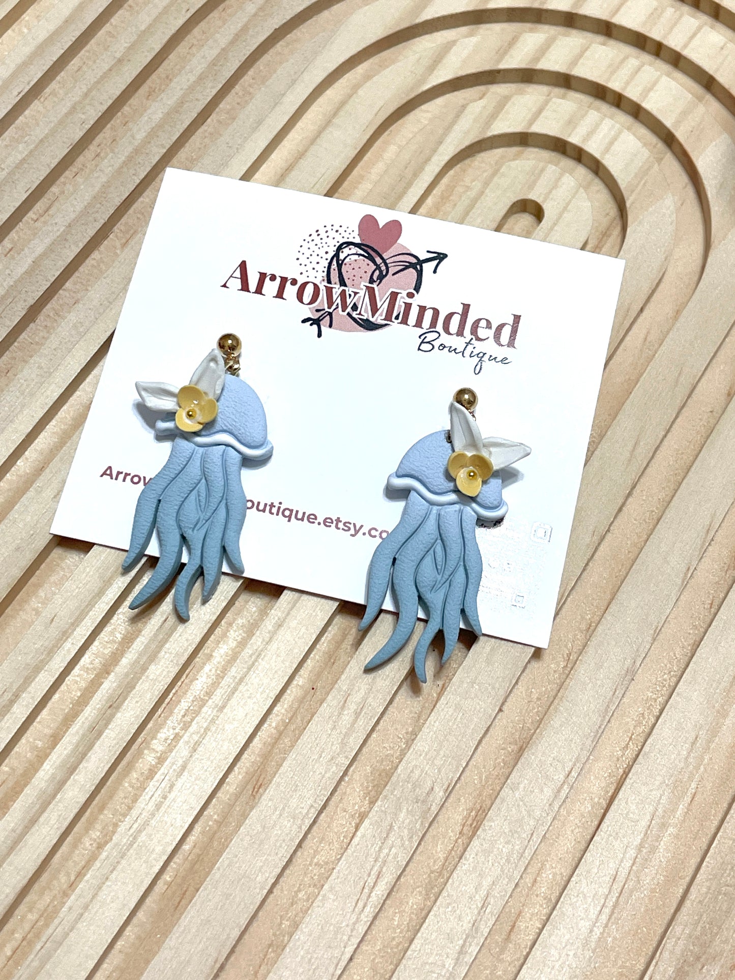 Handmade Blue Floral Jellyfish Earrings