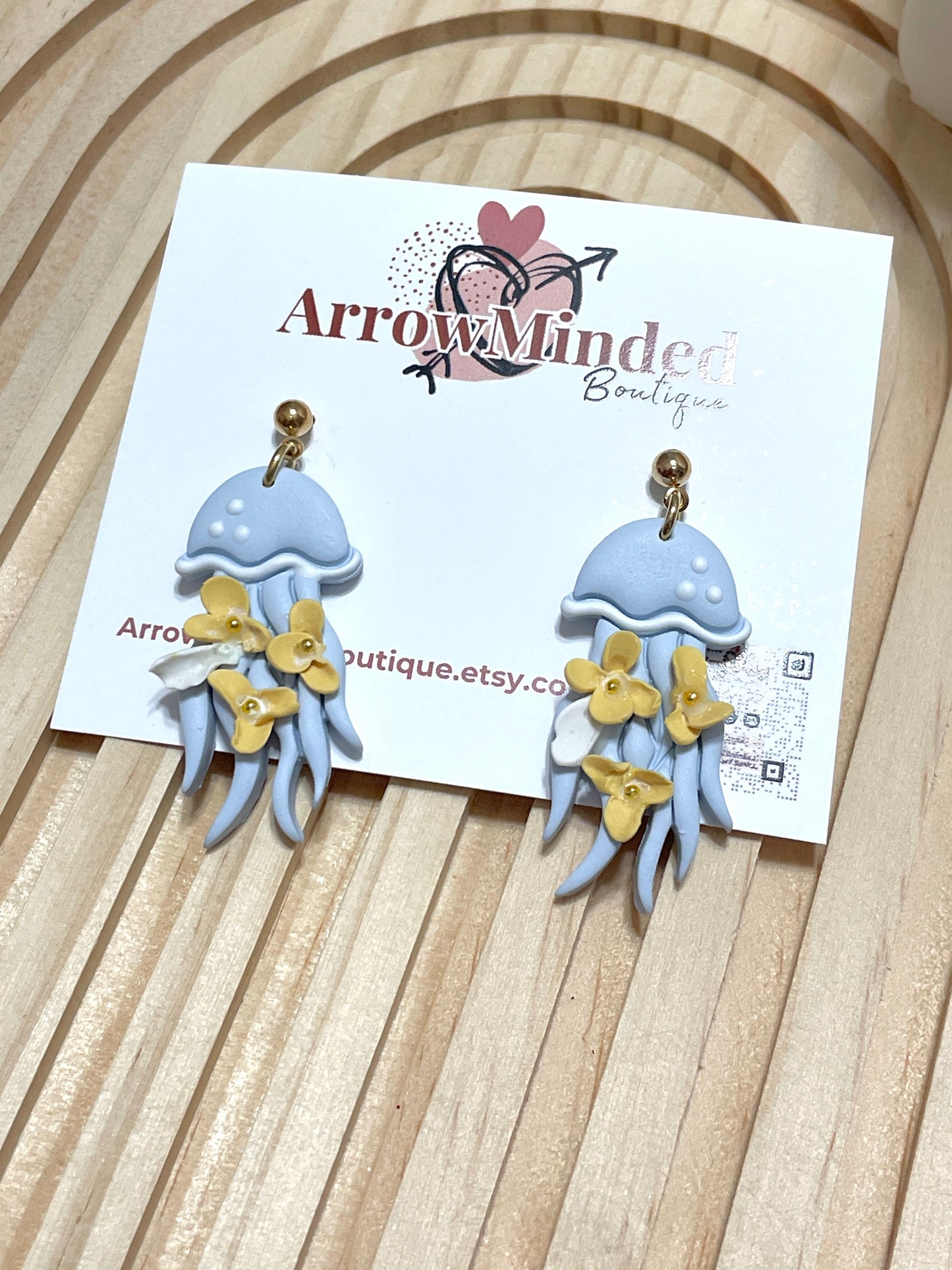 Handmade Blue Floral Jellyfish Earrings