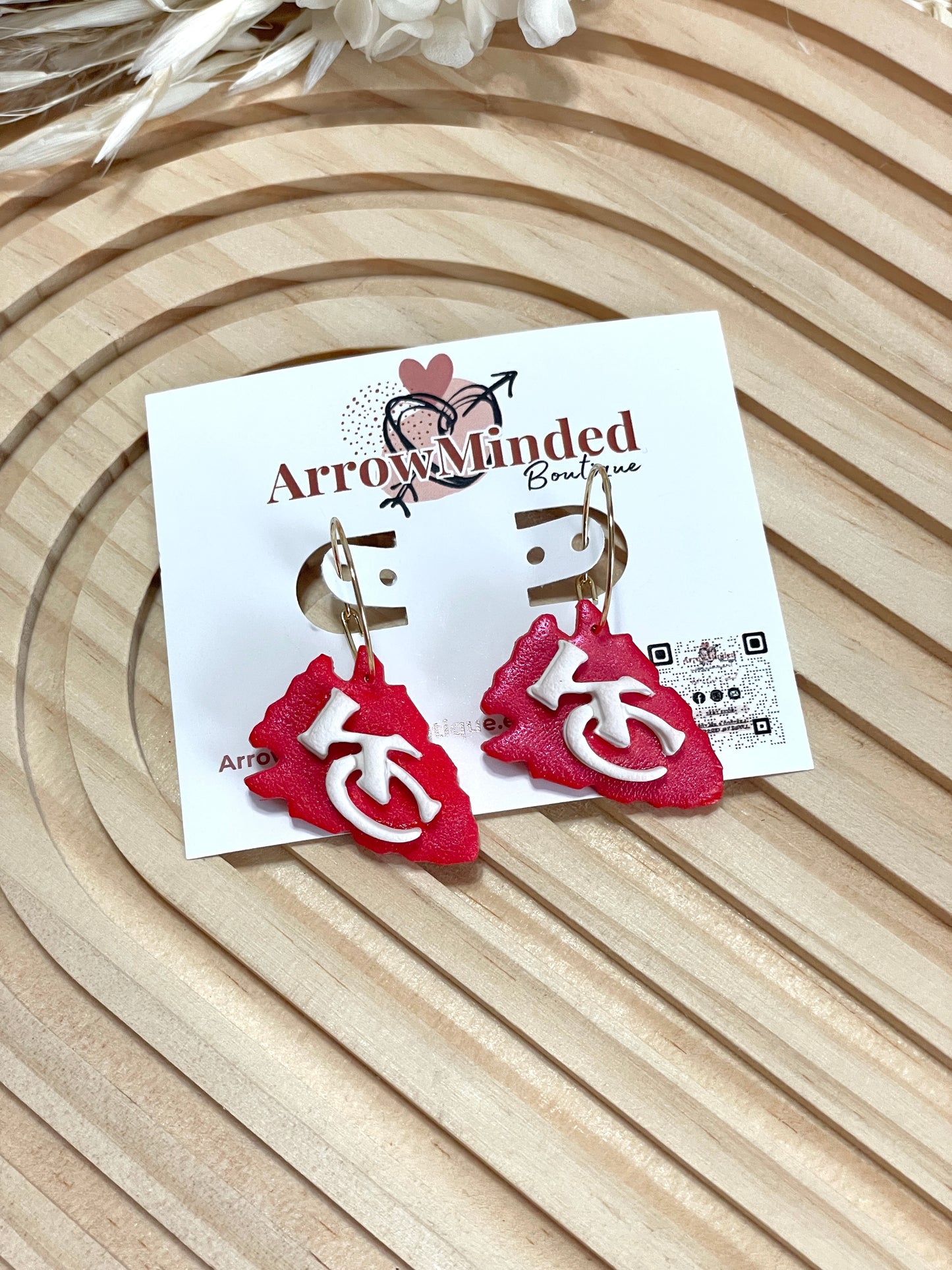 Handmade Kansas City Arrowhead Gold Hoop Earrings