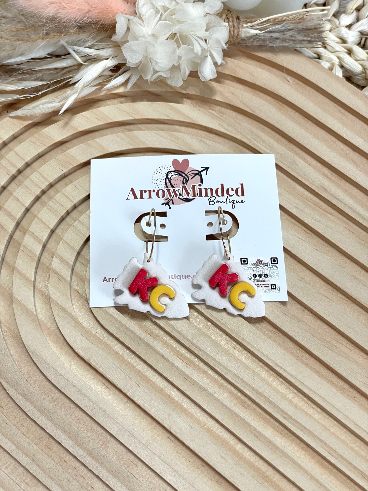 Handmade Kansas City Arrowhead Gold Hoop Earrings