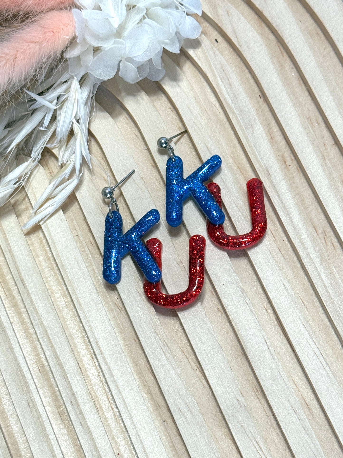 Handmade KU, University of Kansas Earrings