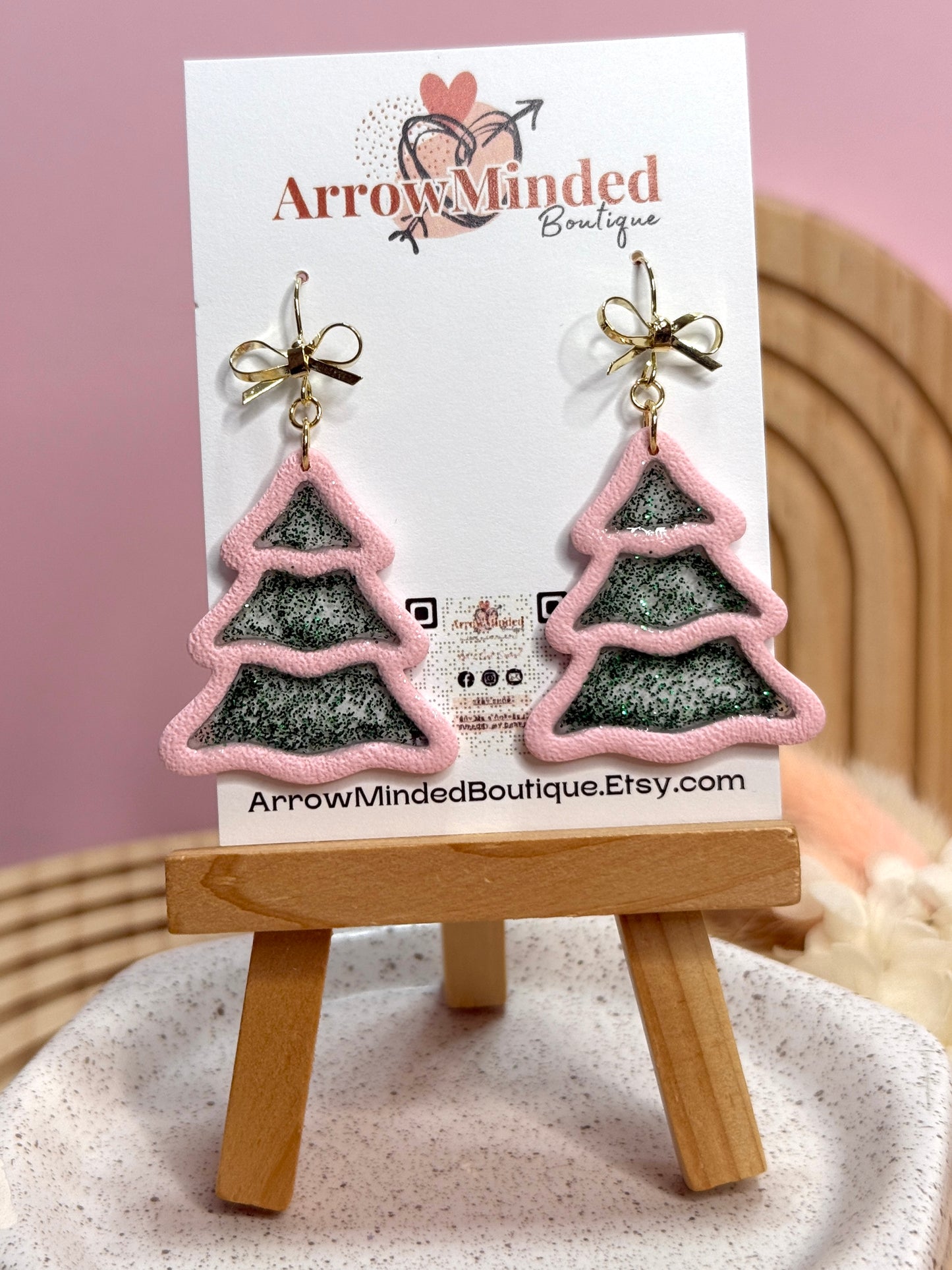 Handmade Sparkling Christmas Tree Earrings