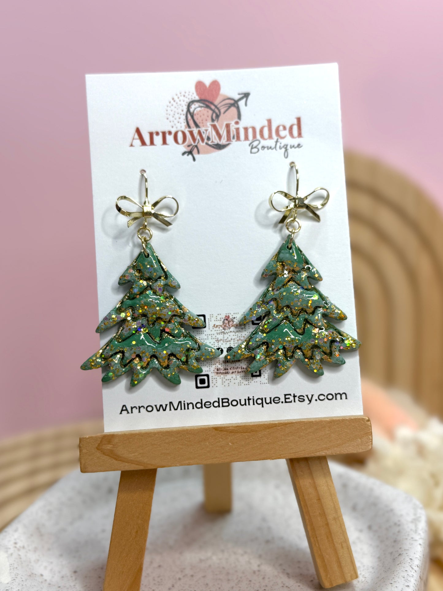 Handmade Dazzling Christmas Tree Earrings