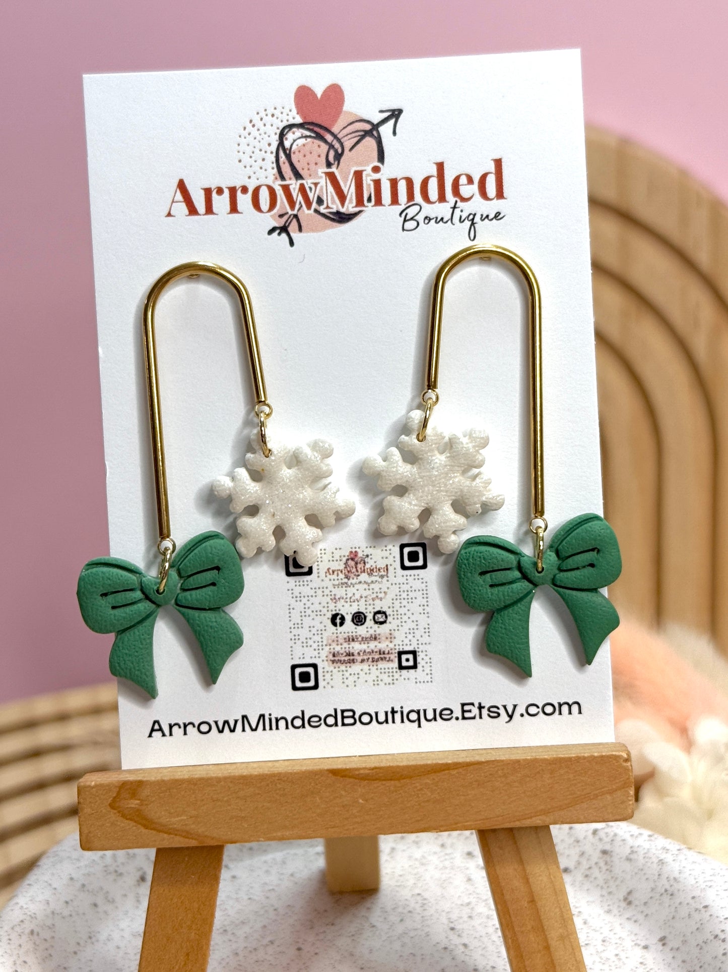 Handmade Festive Christmas Dangle Earrings