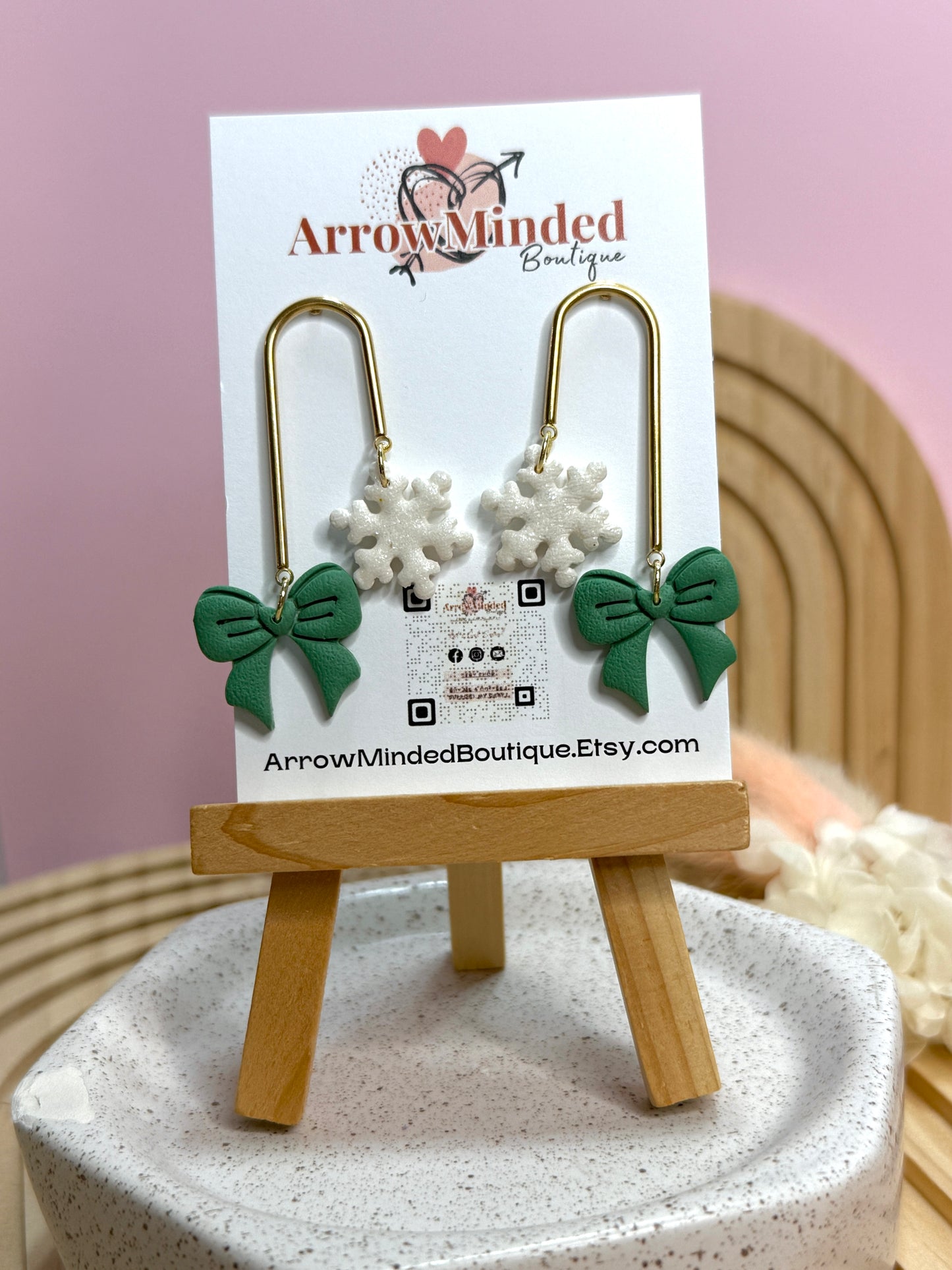 Handmade Festive Christmas Dangle Earrings