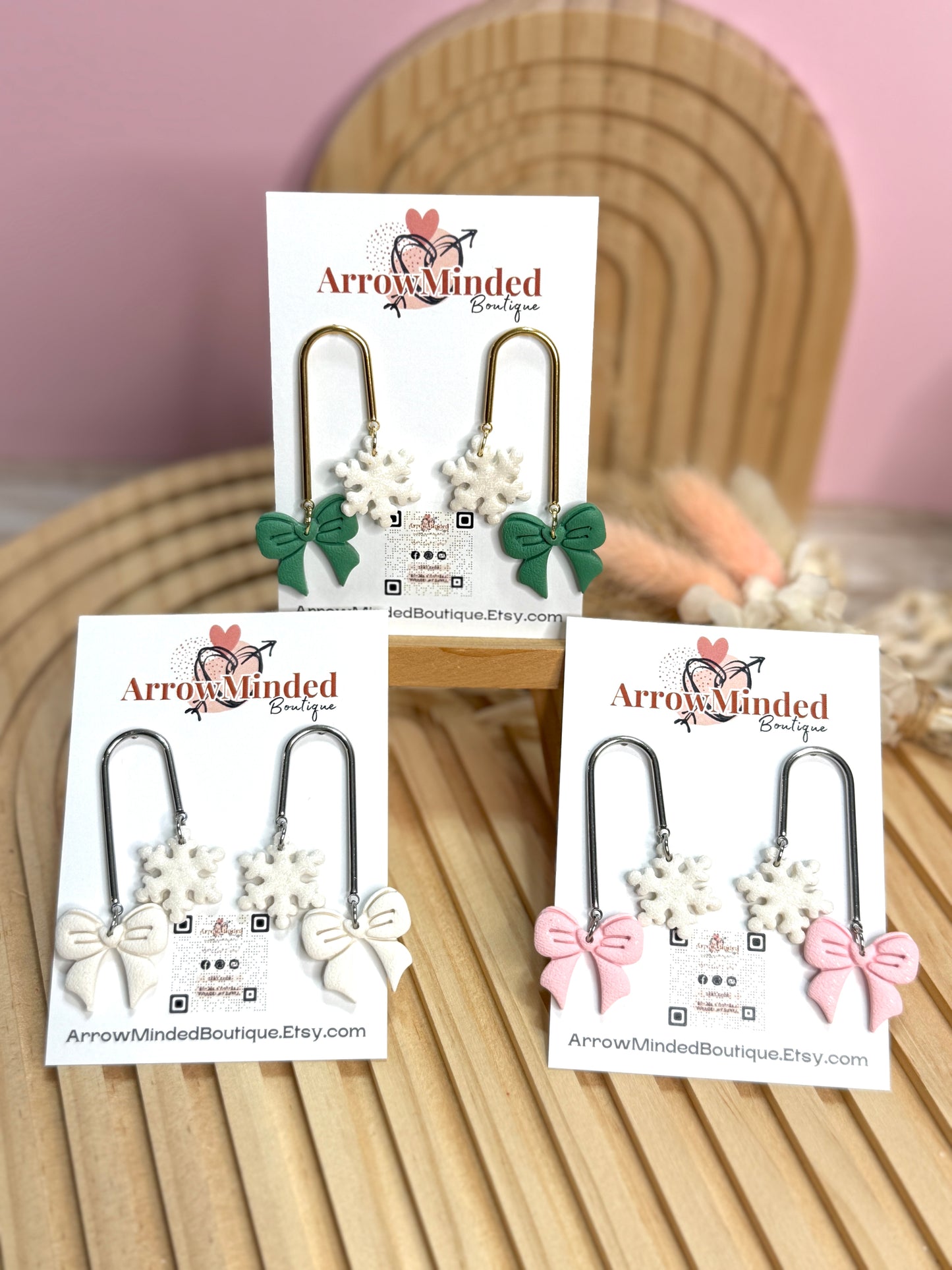 Handmade Festive Christmas Dangle Earrings