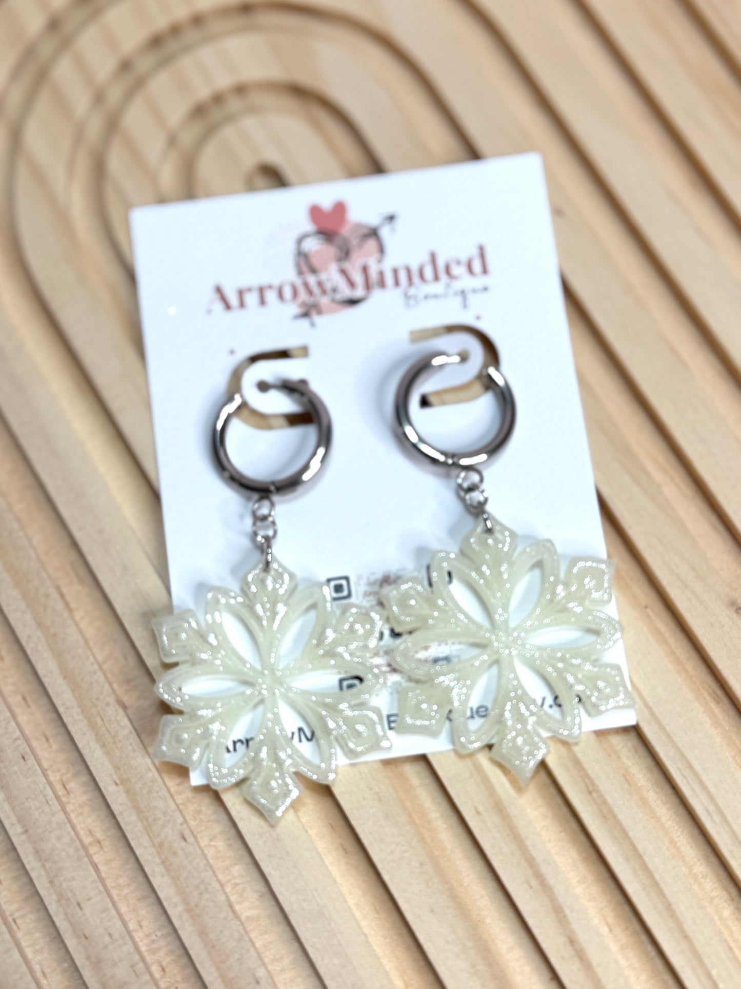 Handmade Shimmery Winter Snowflake Earrings