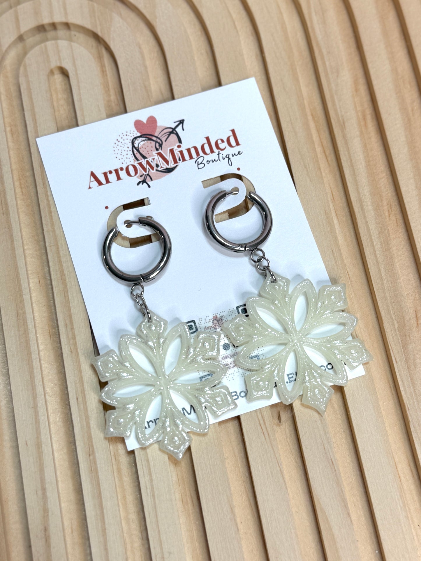 Handmade Shimmery Winter Snowflake Earrings