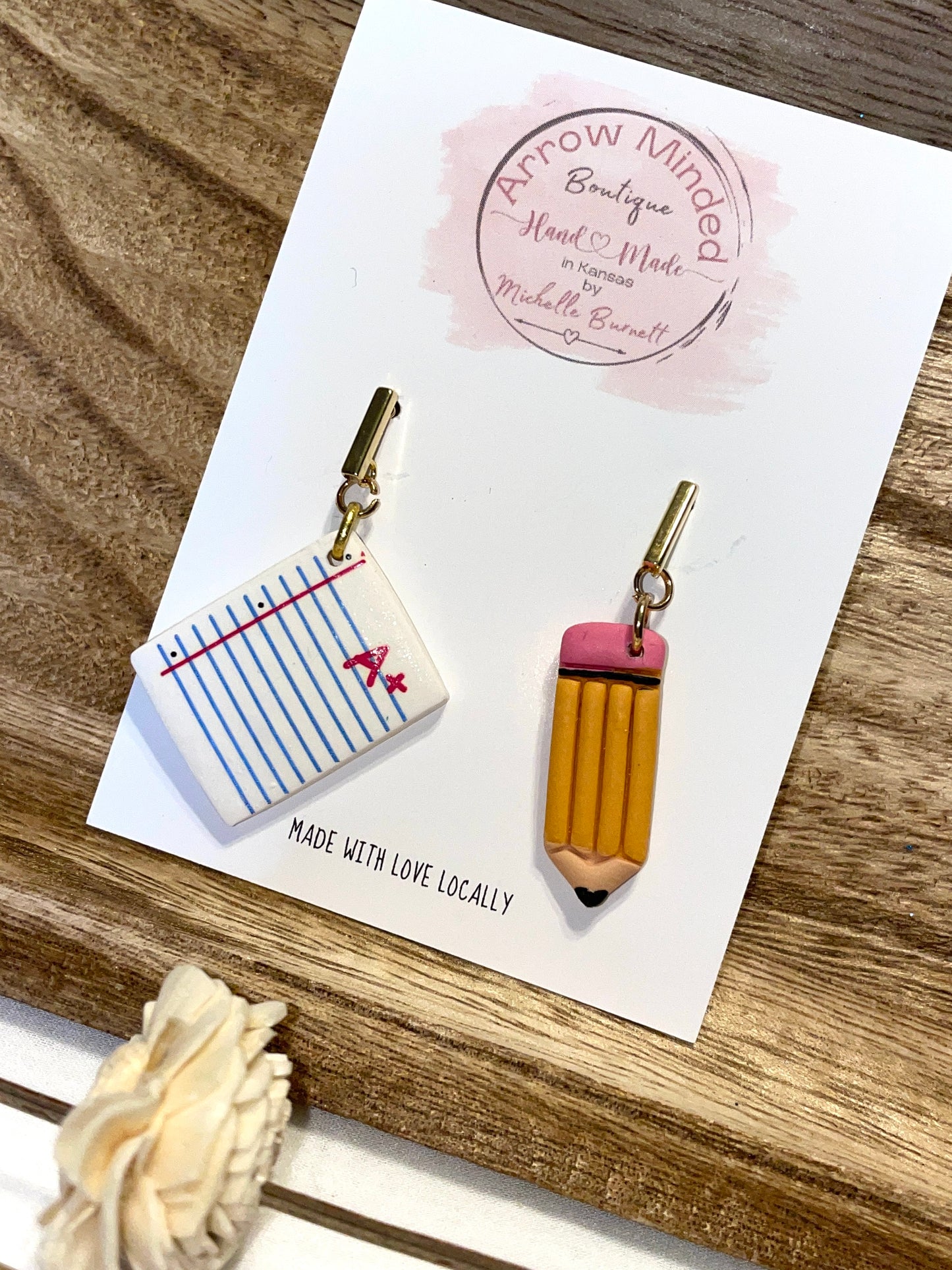 Handmade Pencil and Paper School Inspired Earrings