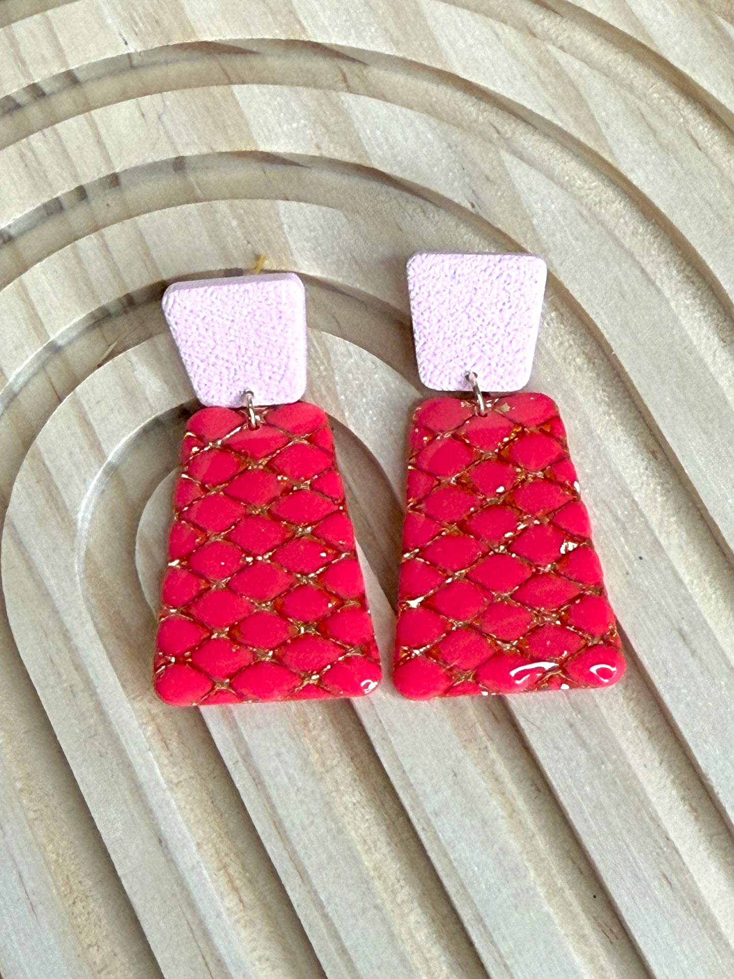 Handmade Hot Pink Gold Earrings