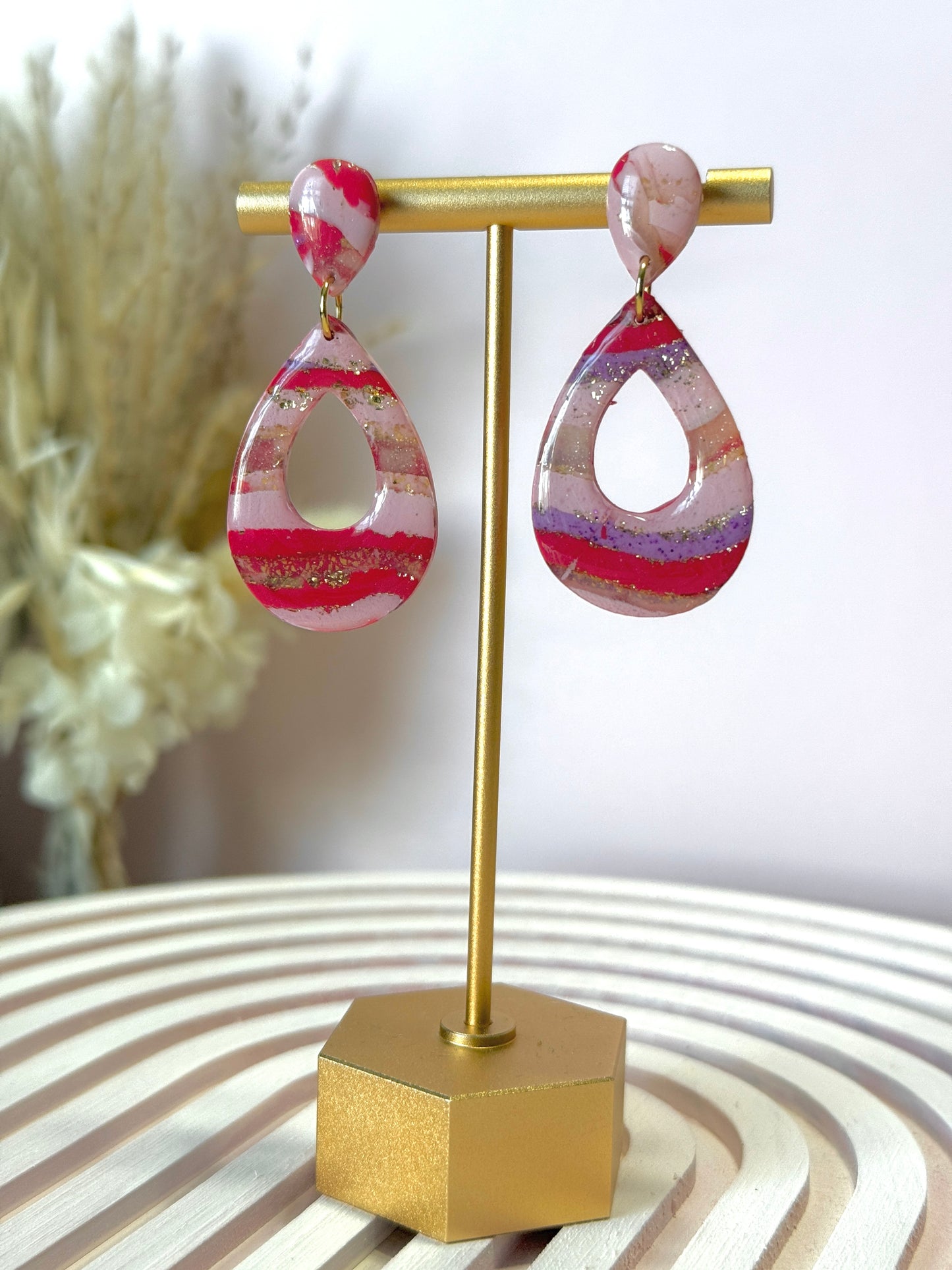 Handmade Crimson & Charm Pear Drop Dangles