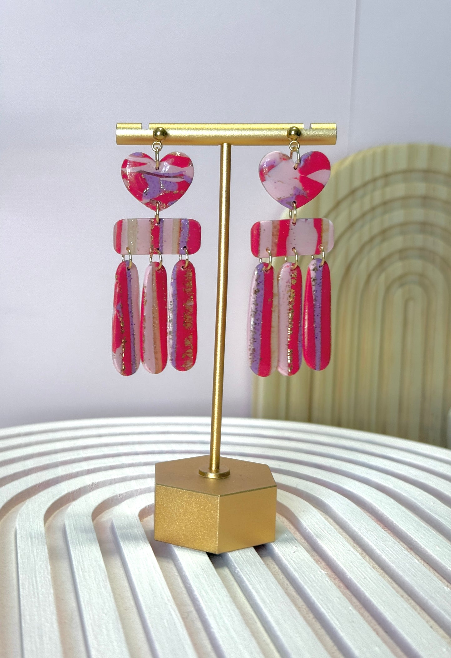 Handmade Crimson & Charm Heart Throb Dangles