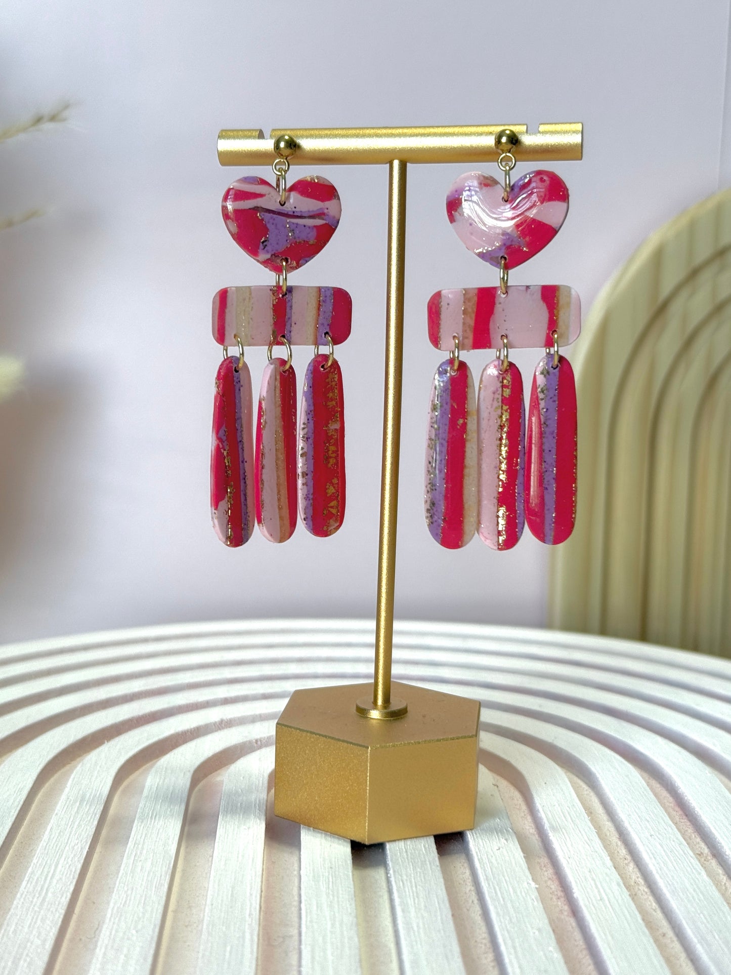 Handmade Crimson & Charm Heart Throb Dangles
