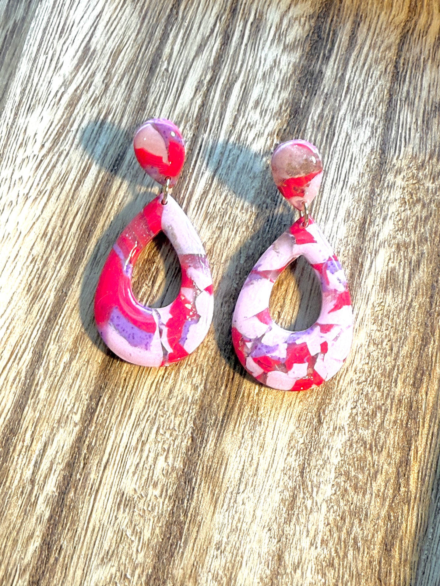 Handmade Crimson & Charm Pear Drop Dangles