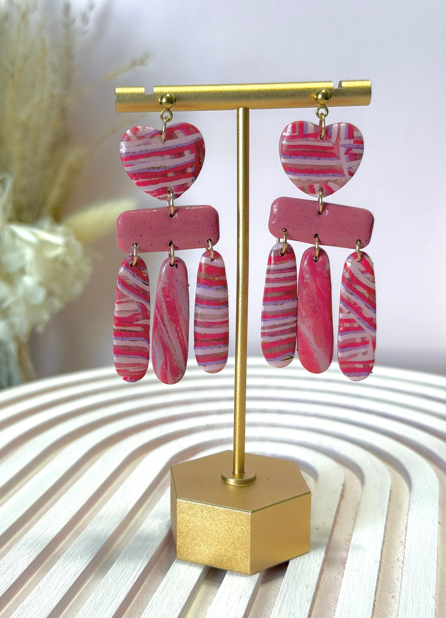 Handmade Crimson & Charm Heart Throb Dangles