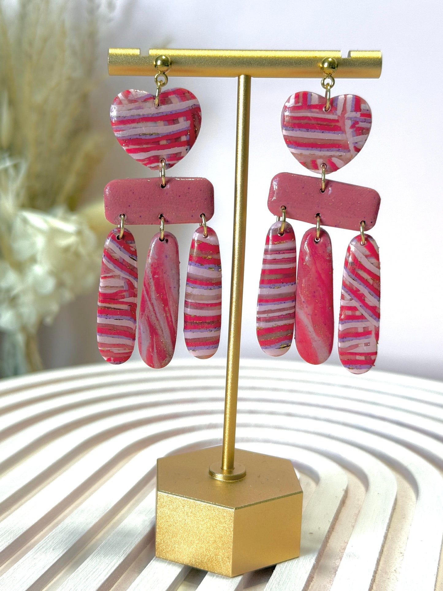 Handmade Crimson & Charm Heart Throb Dangles