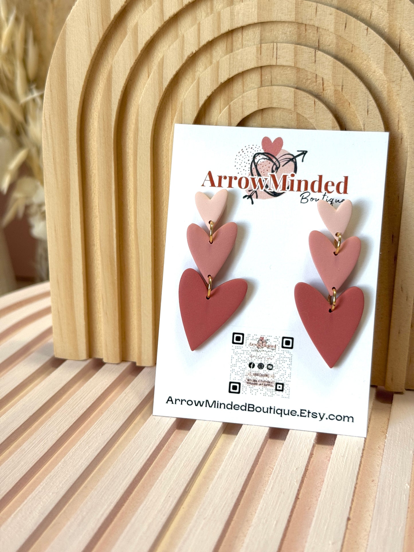 Handmade Triple Heart Dangles
