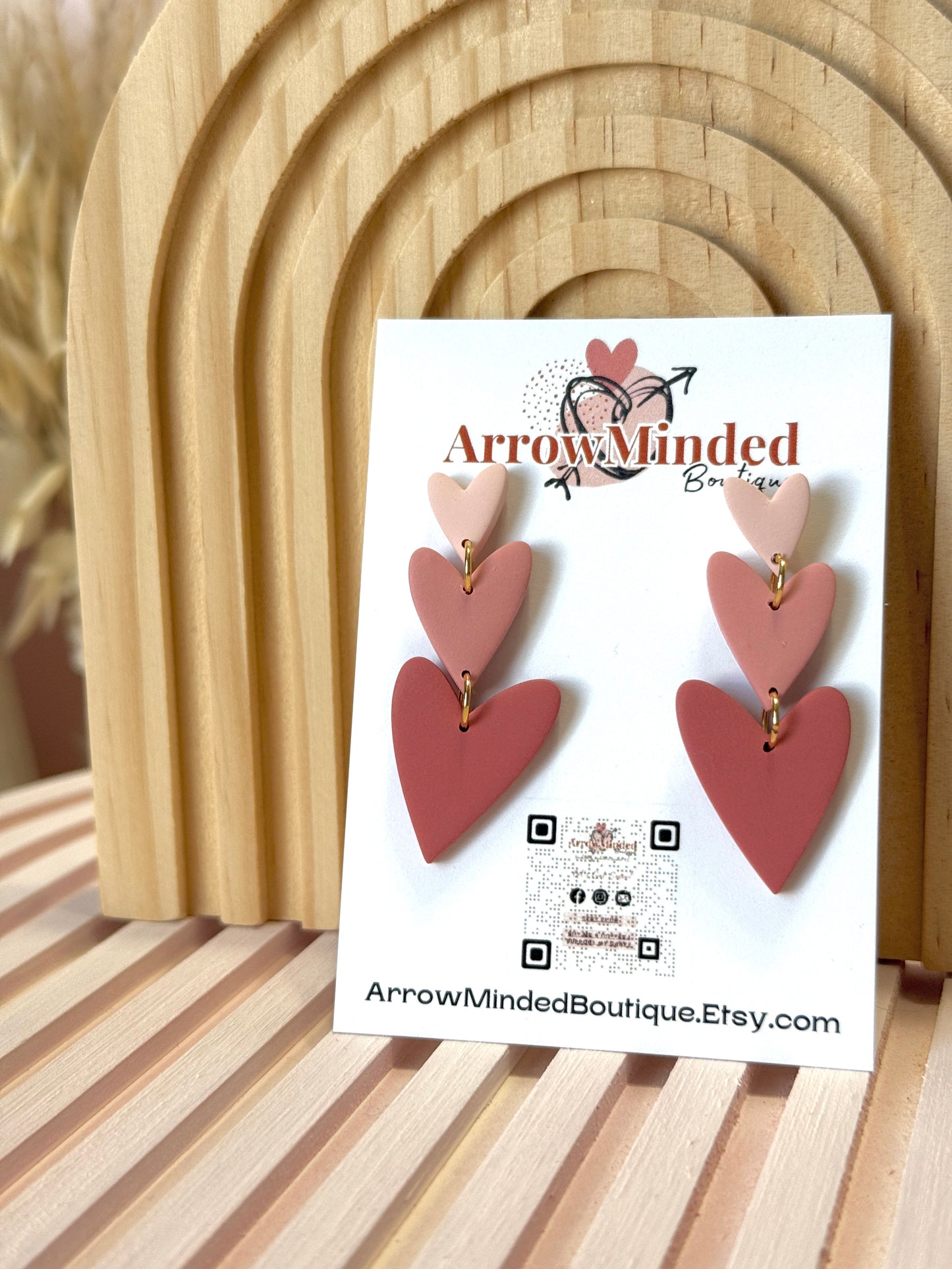Handmade Triple Heart Dangles