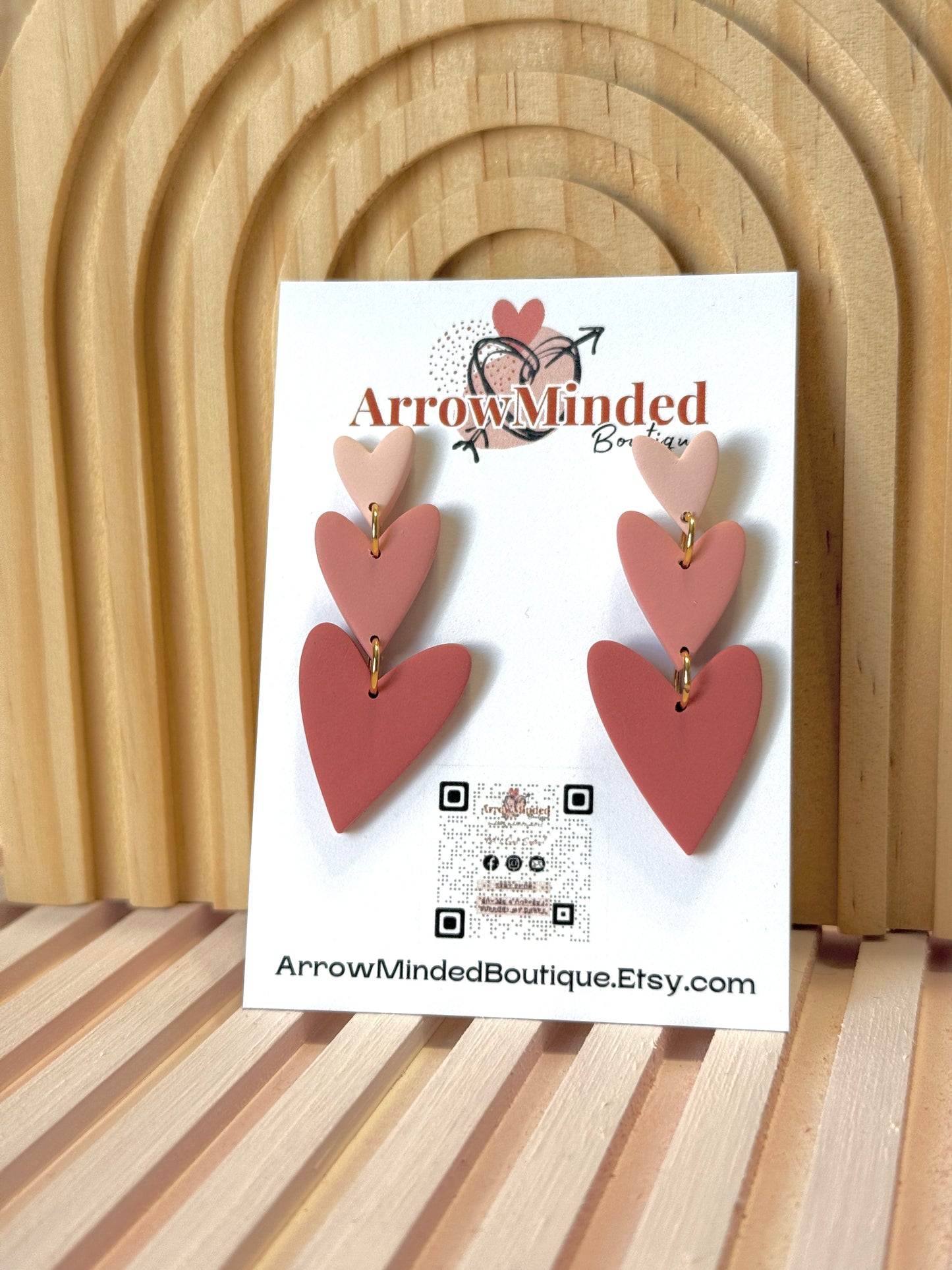 Handmade Triple Heart Dangles