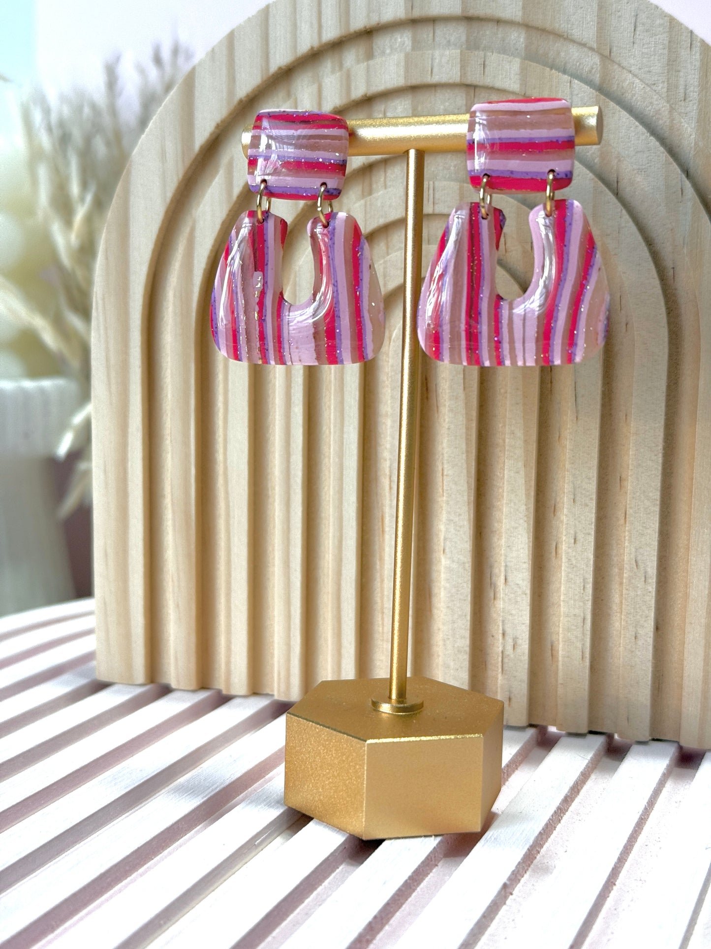 Handmade Crimson & Charm Square Dangles