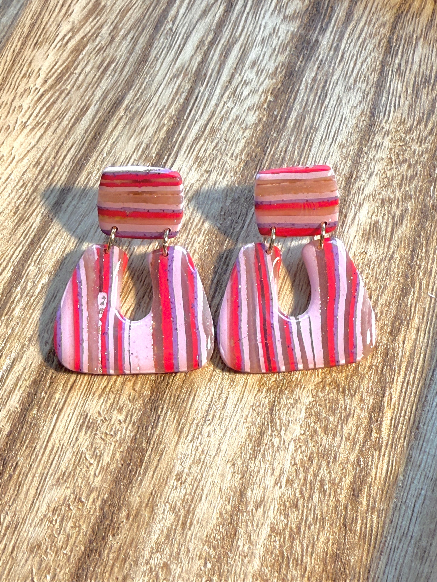 Handmade Crimson & Charm Square Dangles
