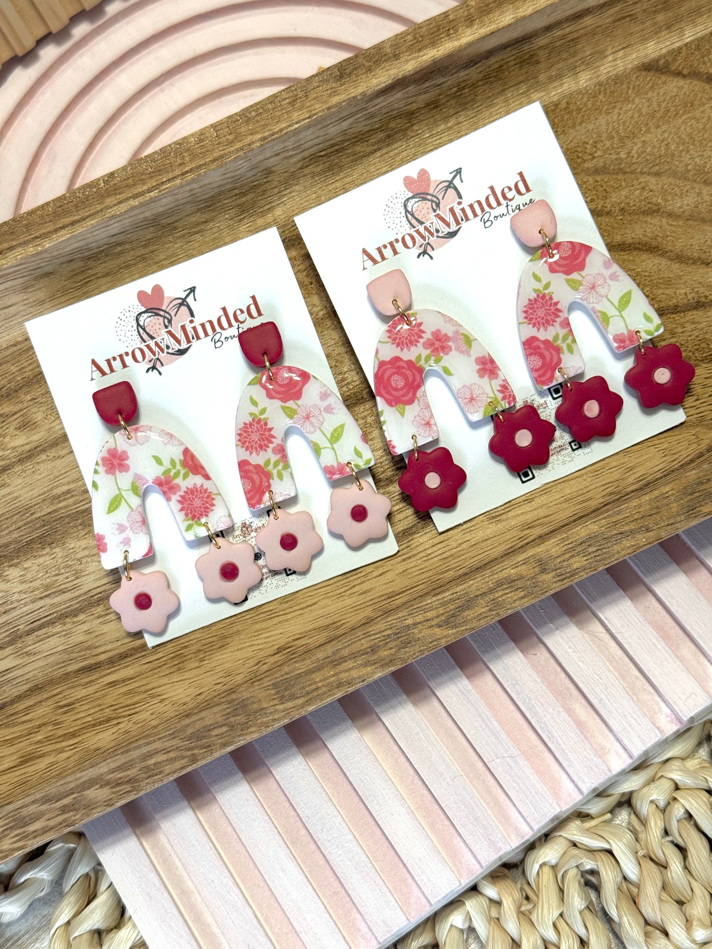 Handmade Sweetheart Arch Floral Dangles