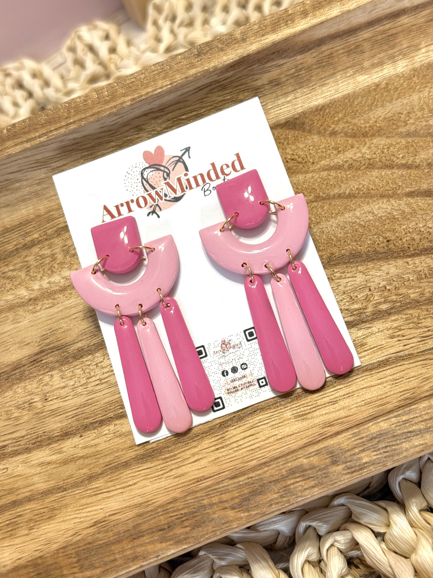 Handmade Pink Arch Dangles