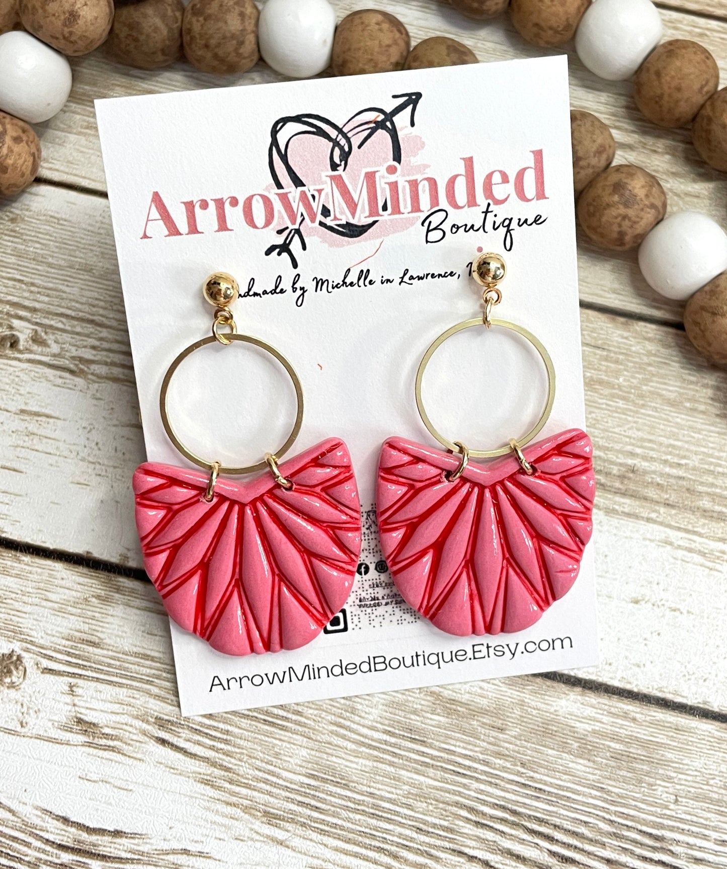 Handmade Boho Pink & Red Earrings