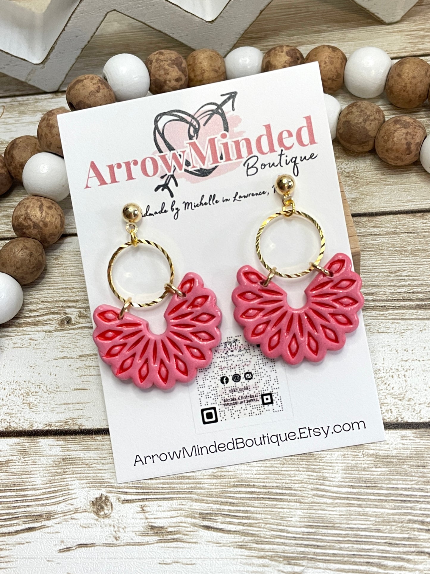 Handmade Boho Pink & Red Earrings