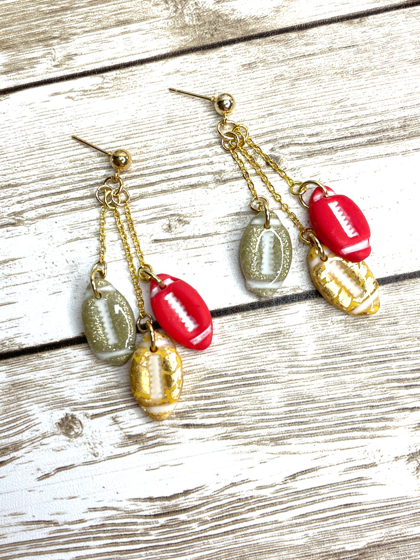 Handmade Kansas City Footballs Gold Post Earrings