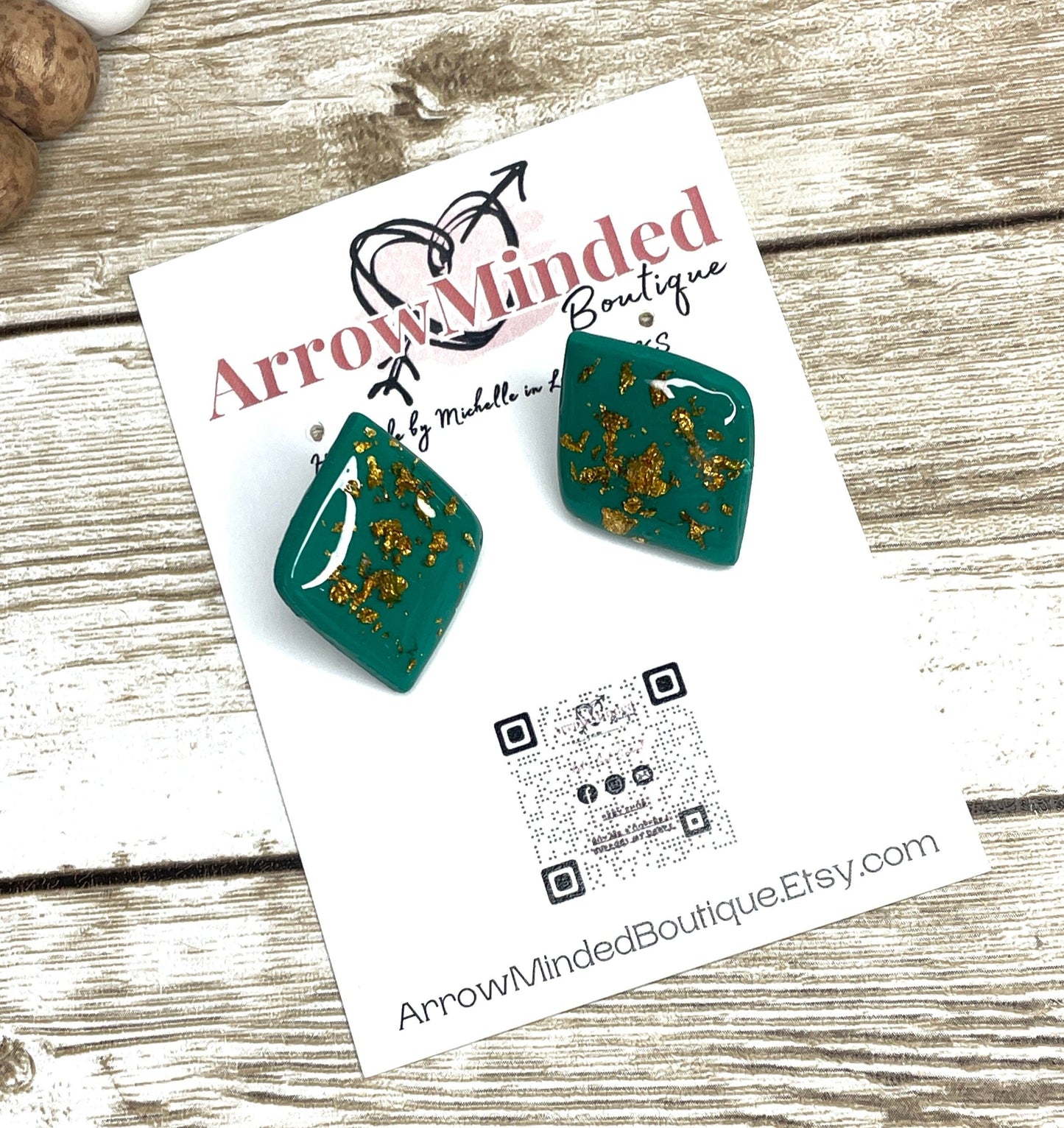 Handmade Green Marquis Shape Stud Earrings