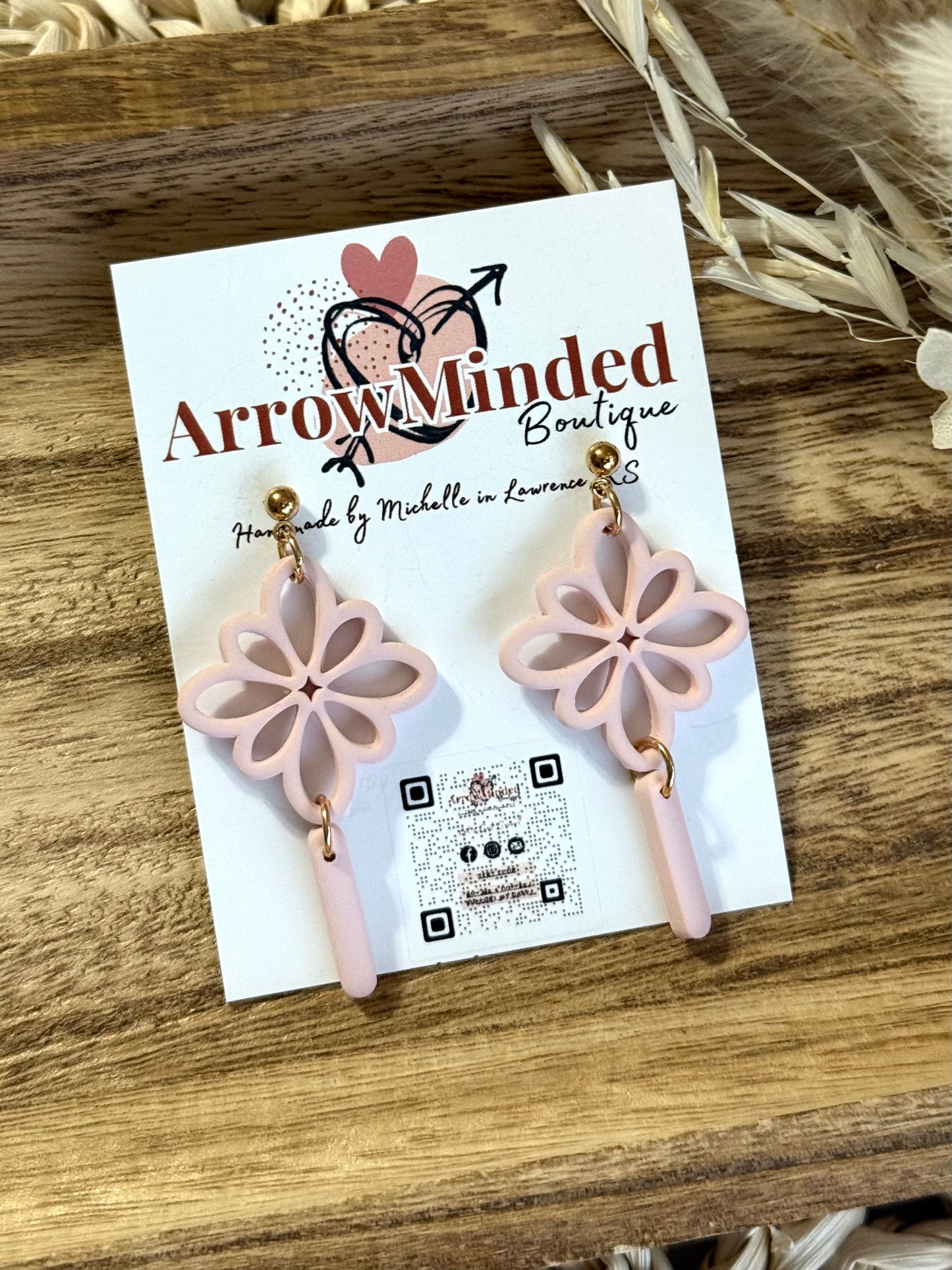 Handmade Blush & Terra Floral Earrings