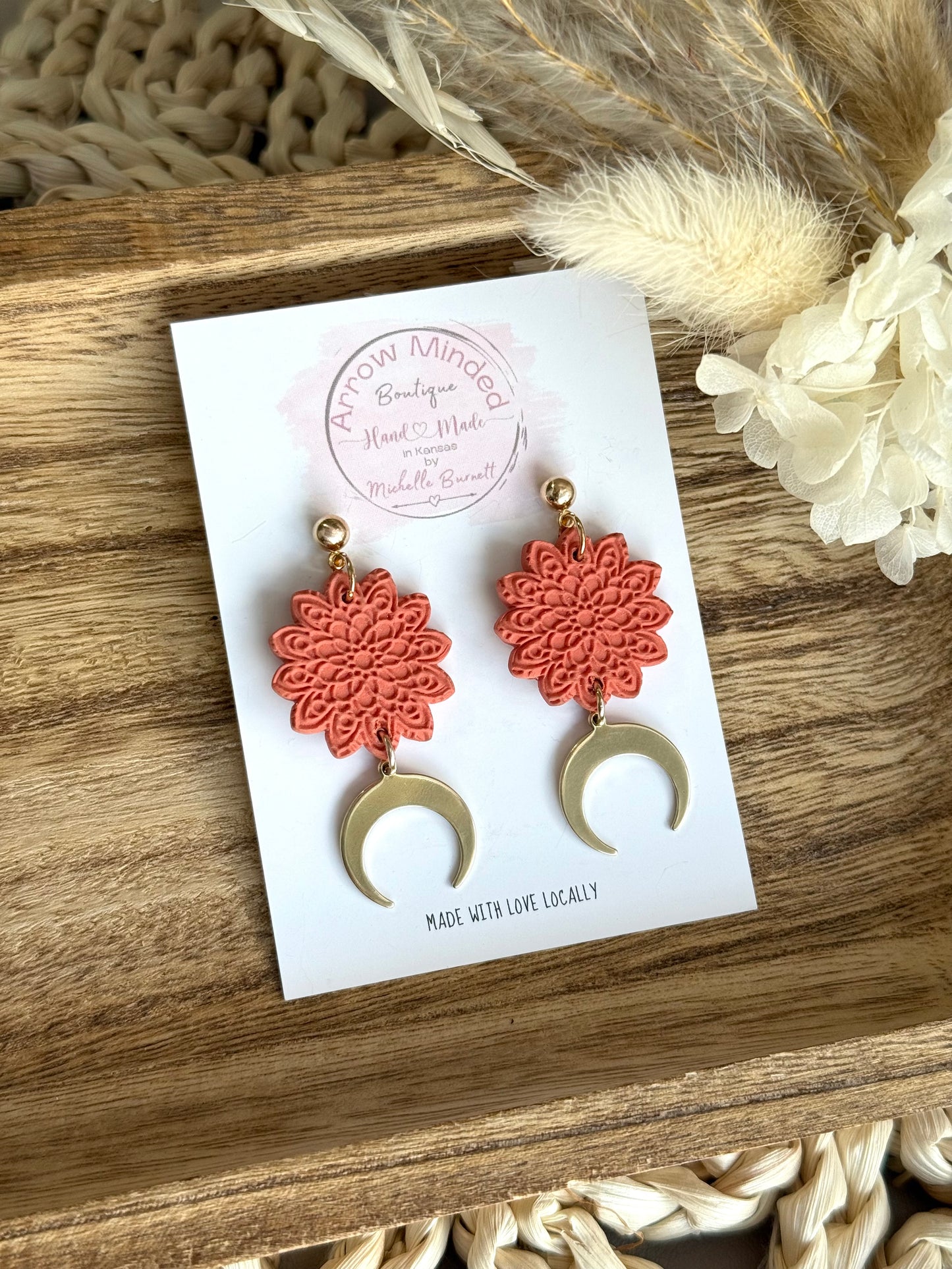 Handmade Lunar Mandala Earrings
