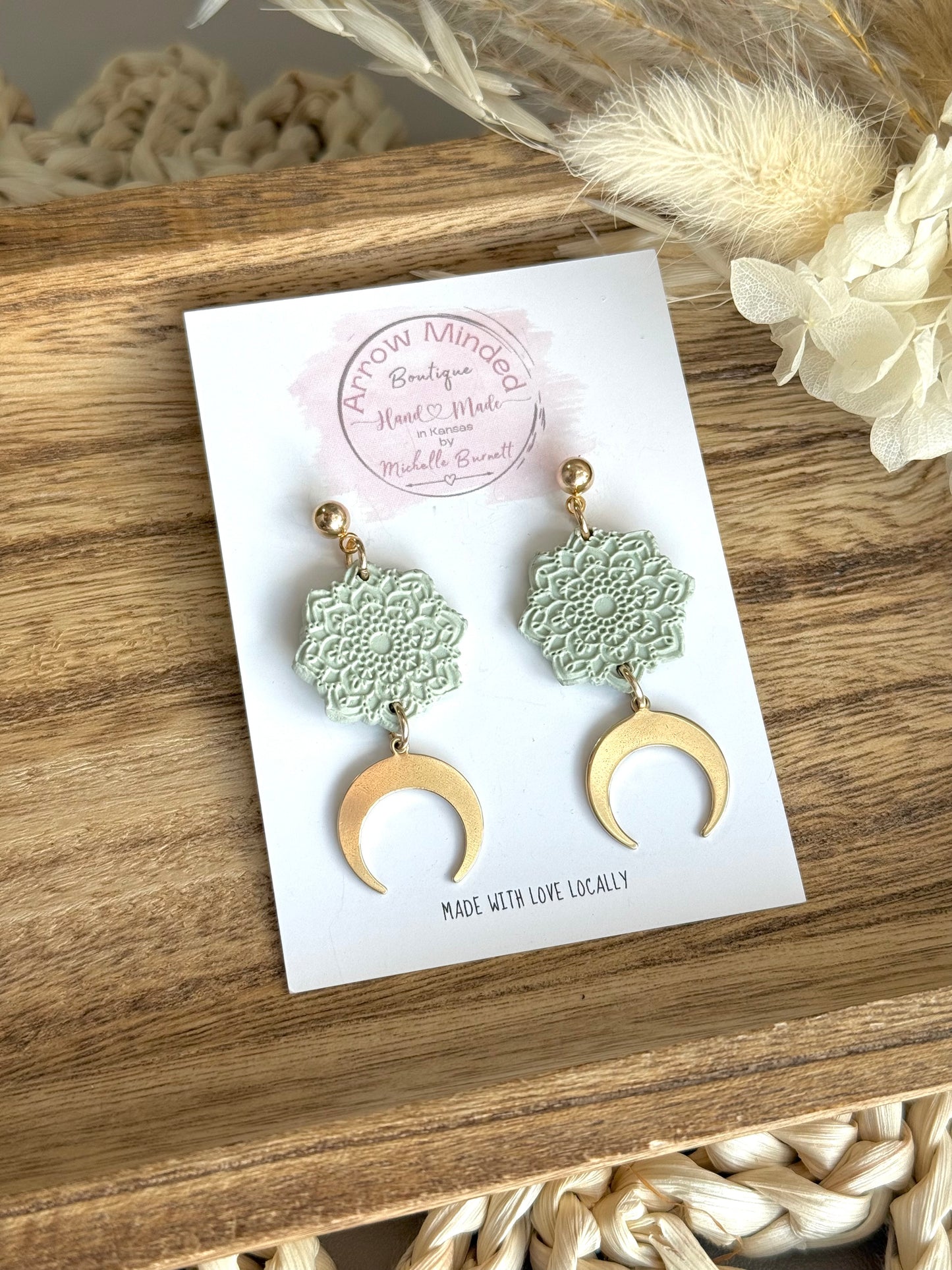 Handmade Lunar Mandala Earrings