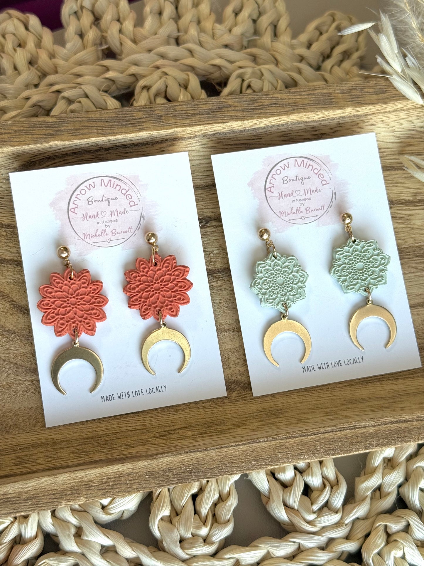 Handmade Lunar Mandala Earrings