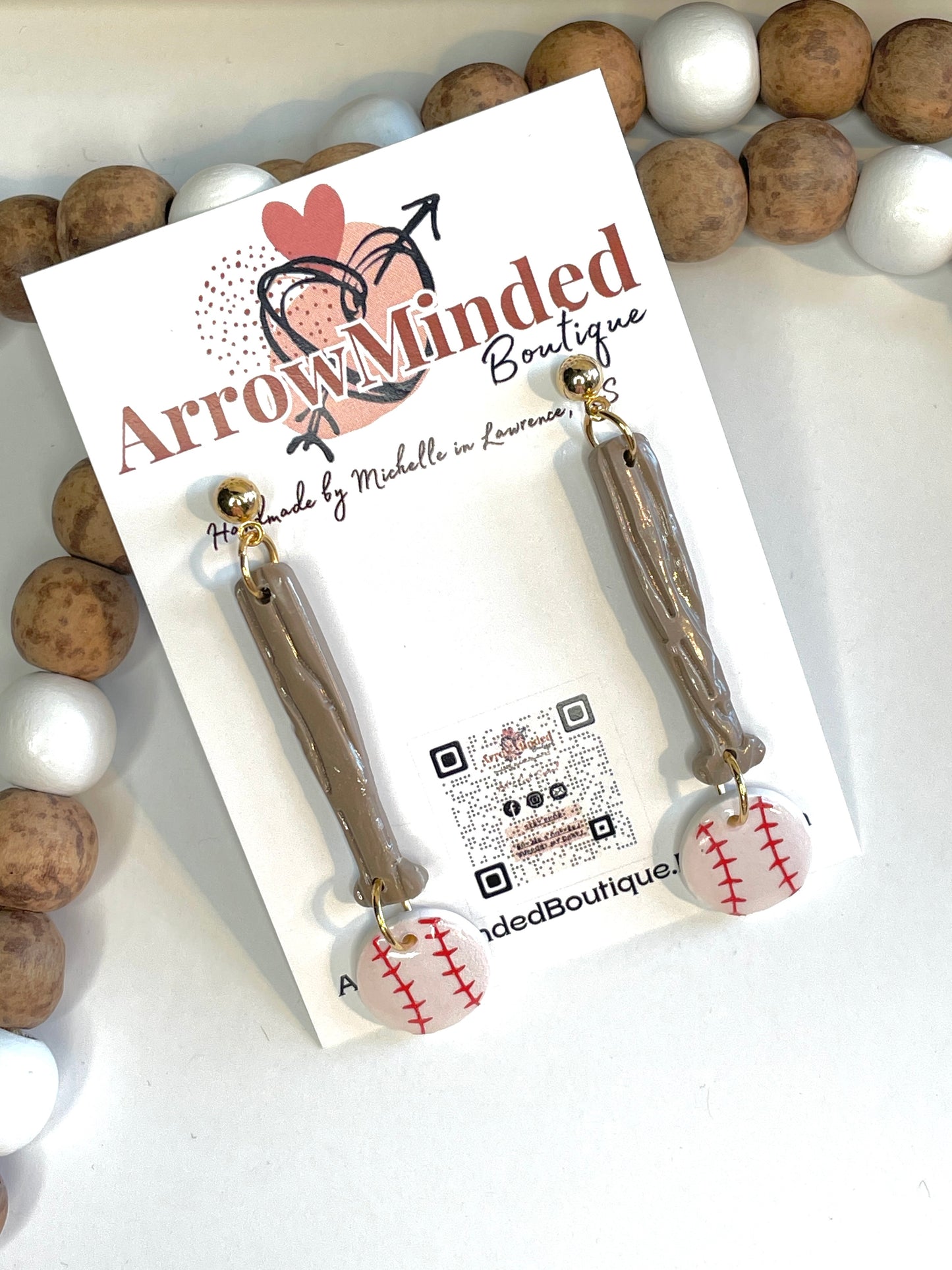 Handmade Baseball Dangle Earrings